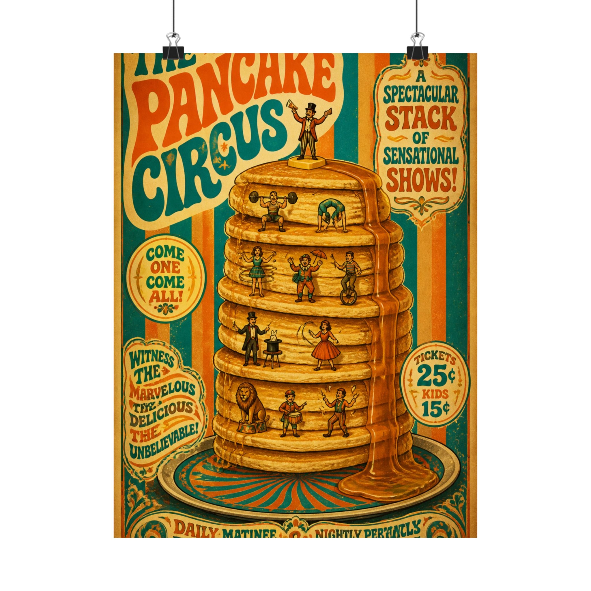 Pancake Stack Platform Wall Art Poster 18×24 Psychedelic Cafe Decor Maximalist Print