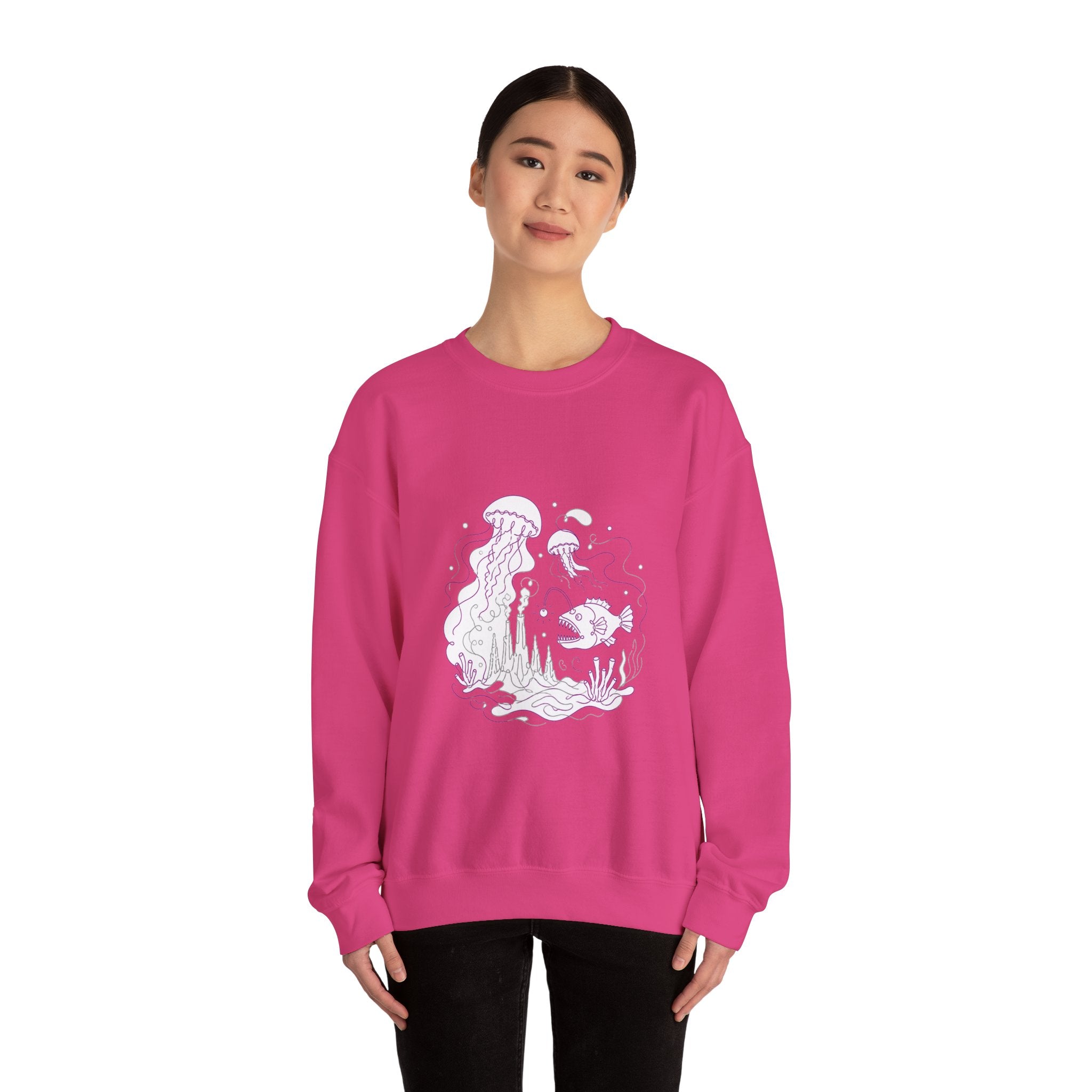 Matching Couple Sweatshirt - Coral Reef & Deep Sea Matching Couple Premium Fleece Sweatshirt Minimalist Art His Hers Christmas Gift - Design B