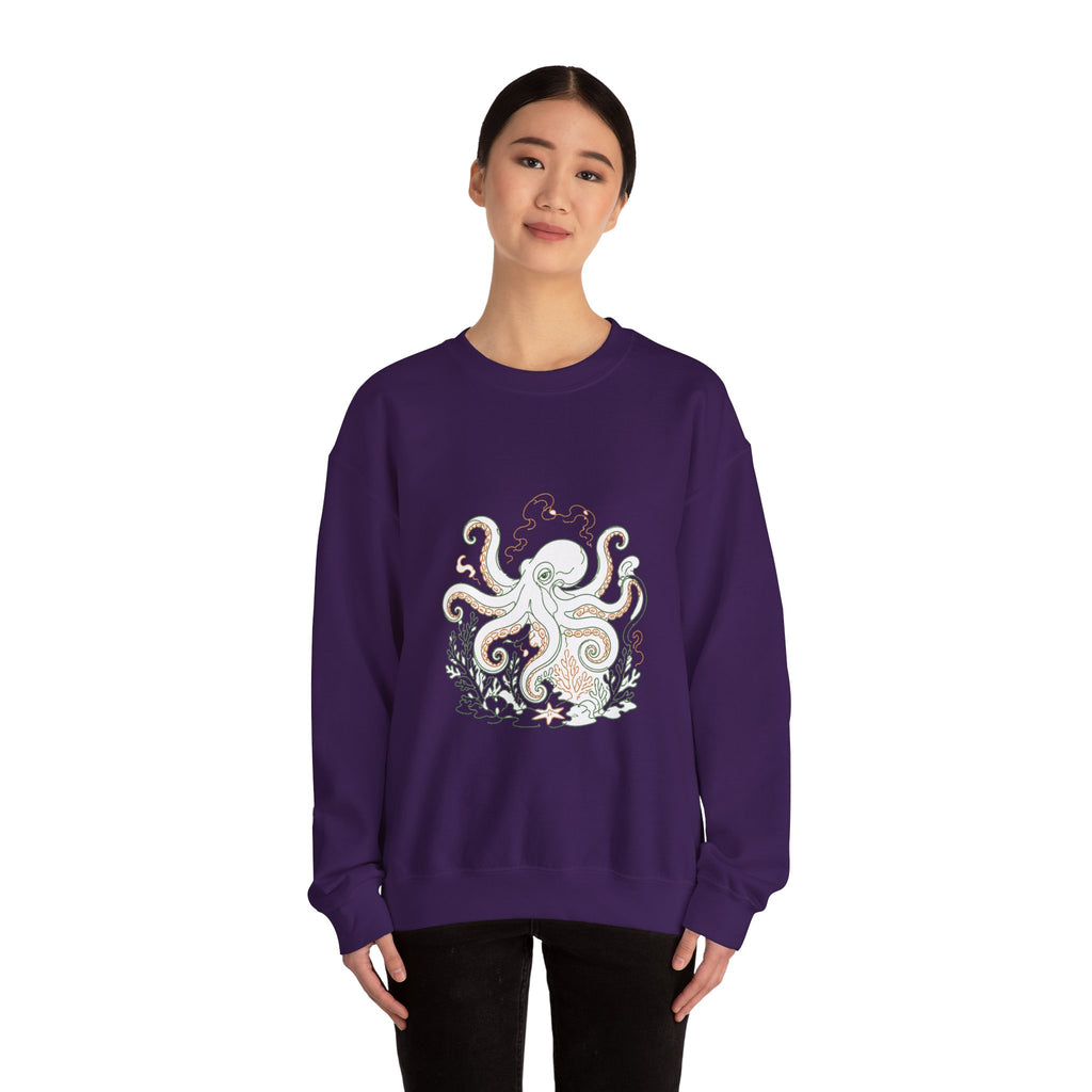 Matching Couple Sweatshirt - Octopus & Jellyfish Matching Couple Comfort Colors Crew Minimalist Art His Hers Christmas Gift - Design A