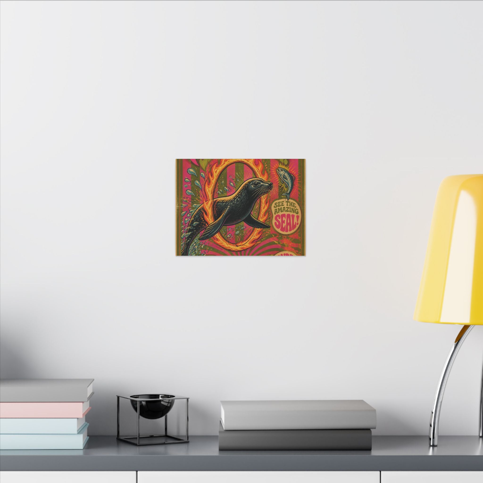 Seal Fire Hoop Wall Art Canvas 24×36 Psychedelic Dining Room Decor Maximalist Print