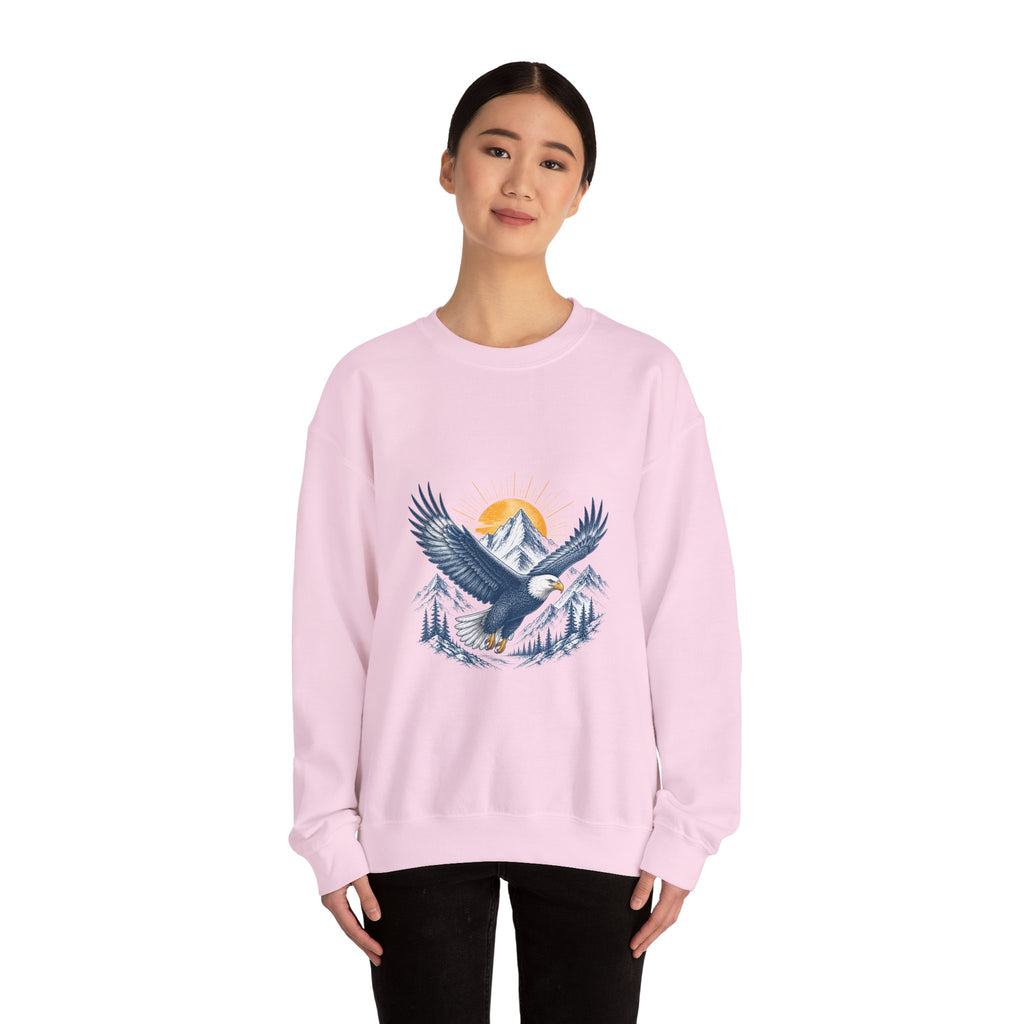 Matching Couple Sweatshirt - Eagle & Whale Matching Couple Premium Fleece Sweatshirt Hand-Drawn Art His Hers Anniversary Gift - Design A