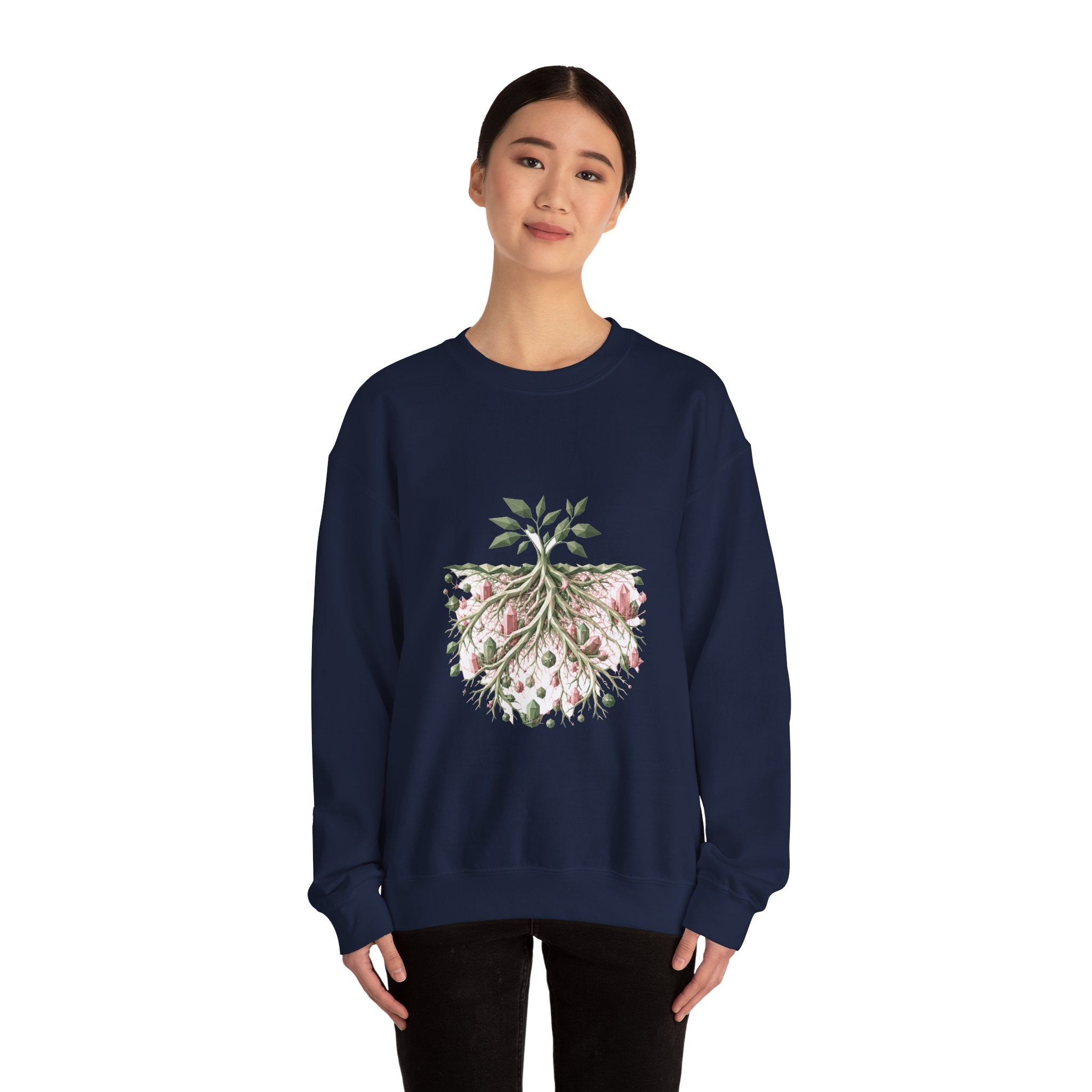 Matching Couple Sweatshirt - Ancient Oak & Deep Roots Matching Couple Crewneck Sweatshirt Geometric Art His Hers Couple Gift - Design B