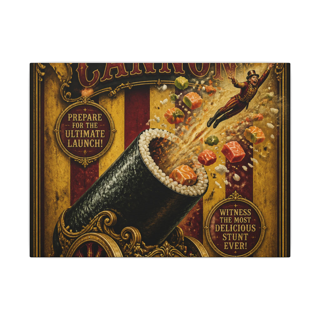 Sushi Roll Cannon Wall Art Canvas 24×36 Baroque Studio Decor Maximalist Print