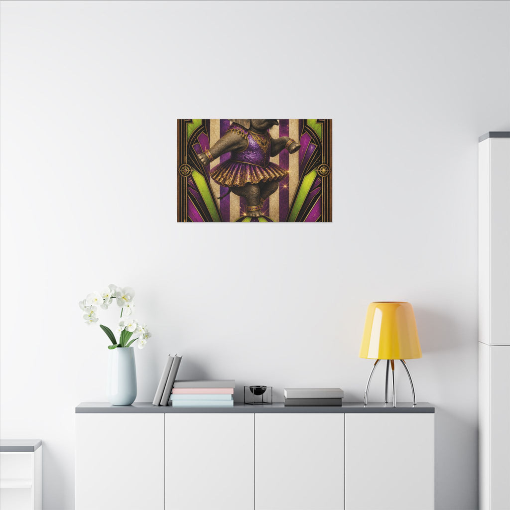Elephant on Ball Wall Art Canvas 24×36 Art Deco Bar Area Decor Maximalist Print