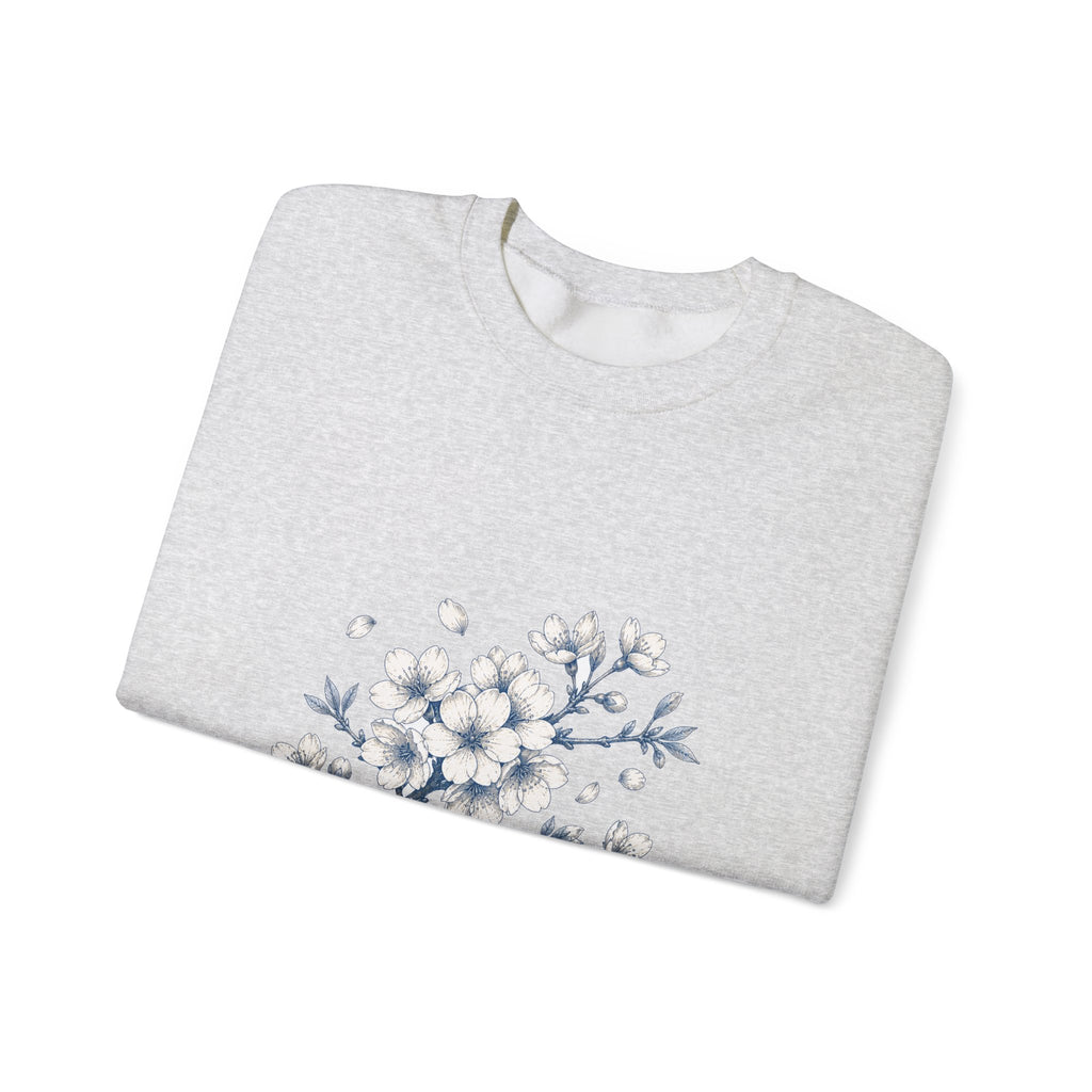 Matching Couple Sweatshirt - Cherry Blossom & Maple Leaf Matching Couple Crewneck Sweatshirt Hand-Drawn Art His Hers Best Friend Gift - Design A