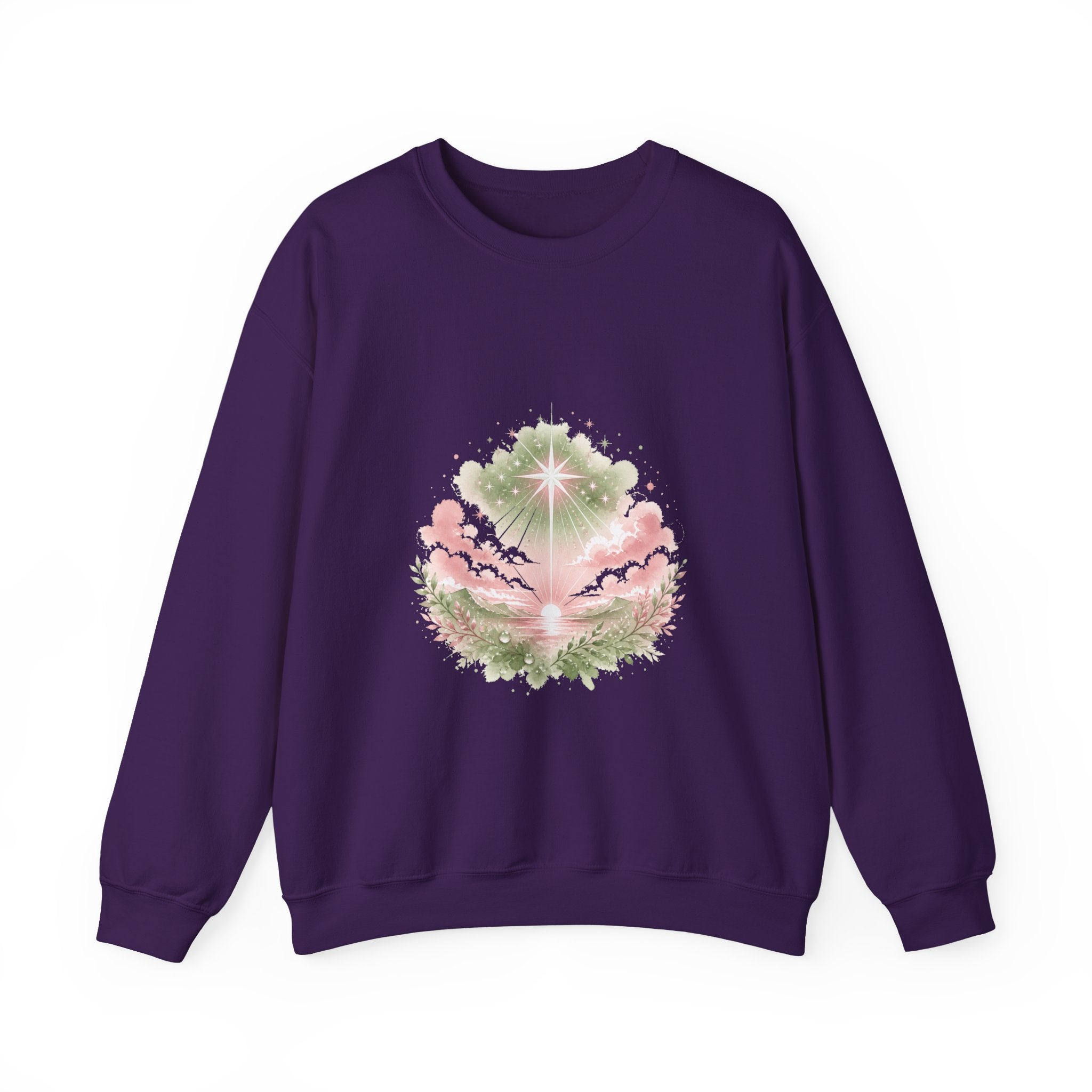 Matching Couple Sweatshirt - Evening & Morning Star Matching Couple Comfort Colors Crew Watercolor Art His Hers Birthday Gift - Design B