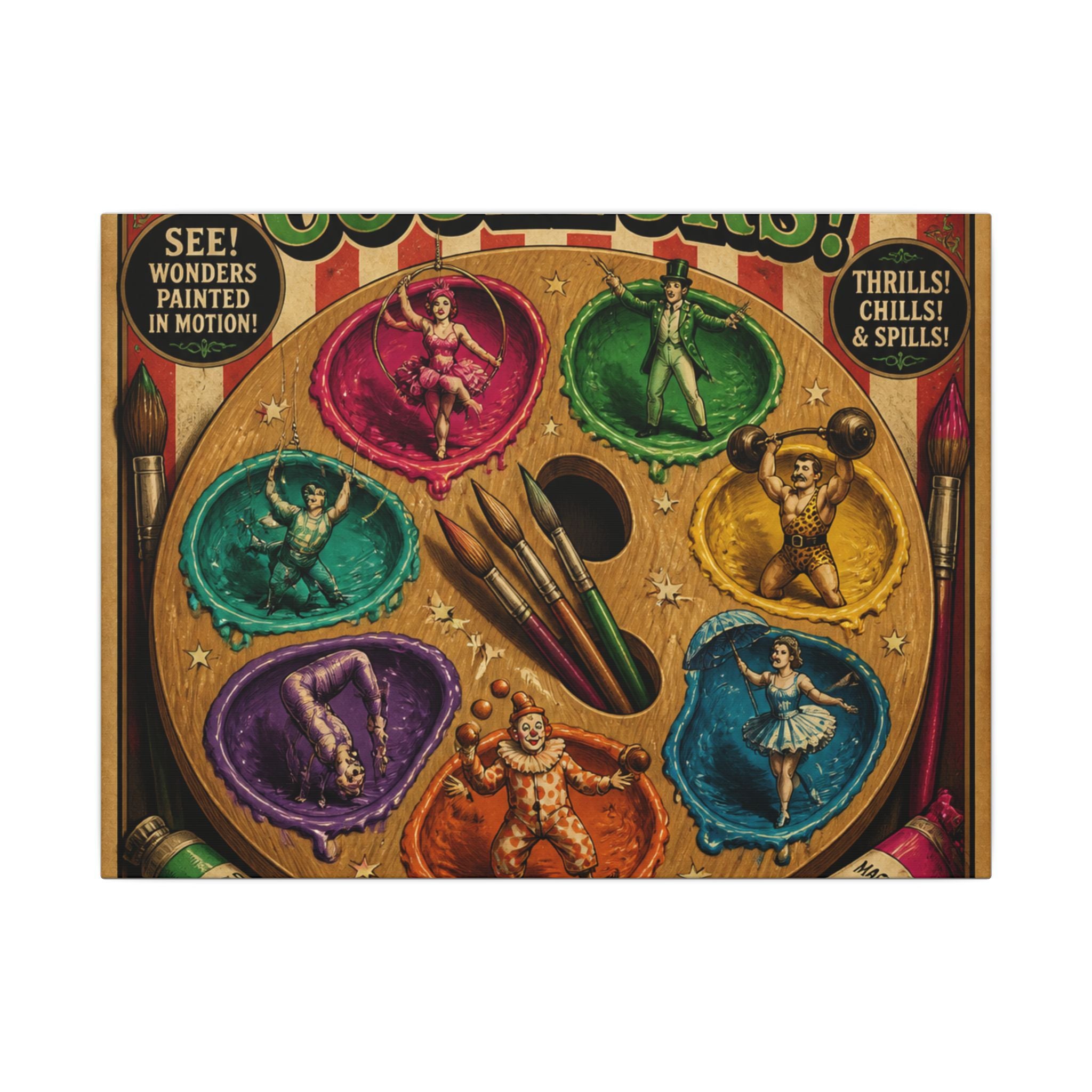 Paint Palette Stage Wall Art Canvas 24×36 Vintage Circus Bedroom Decor Maximalist Print