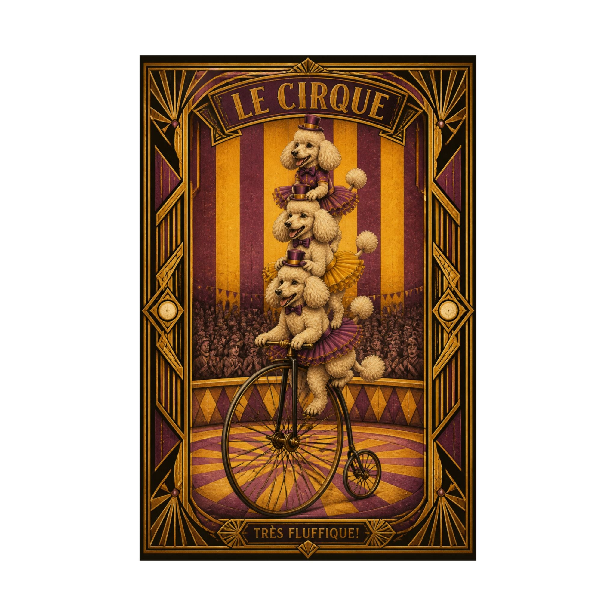 Poodle Stack Bicycle Wall Art Poster 18×24 Art Deco Entryway Decor Maximalist Print