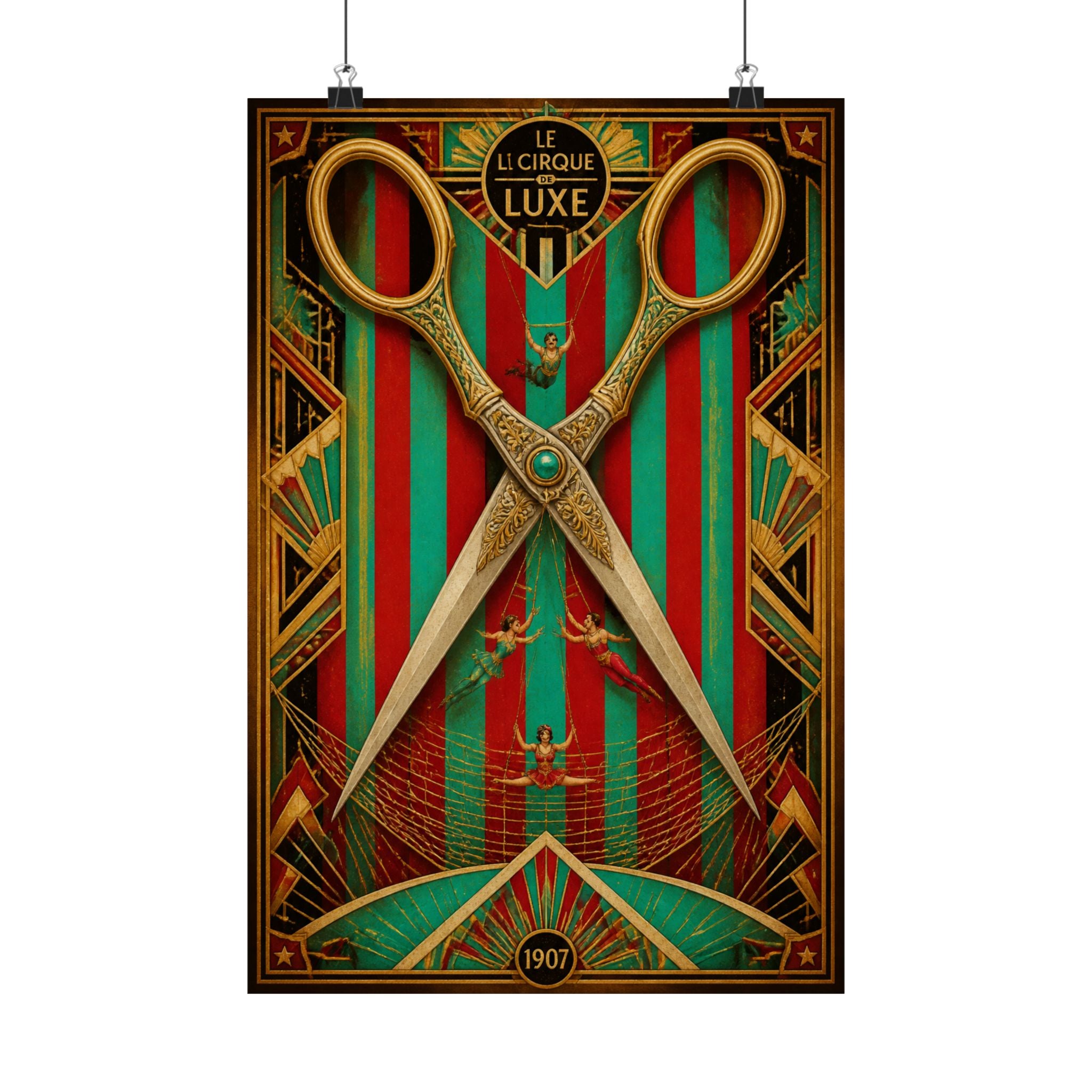 Giant Scissors Trapeze Wall Art Poster 24×36 Art Deco Bar Area Decor Maximalist Print