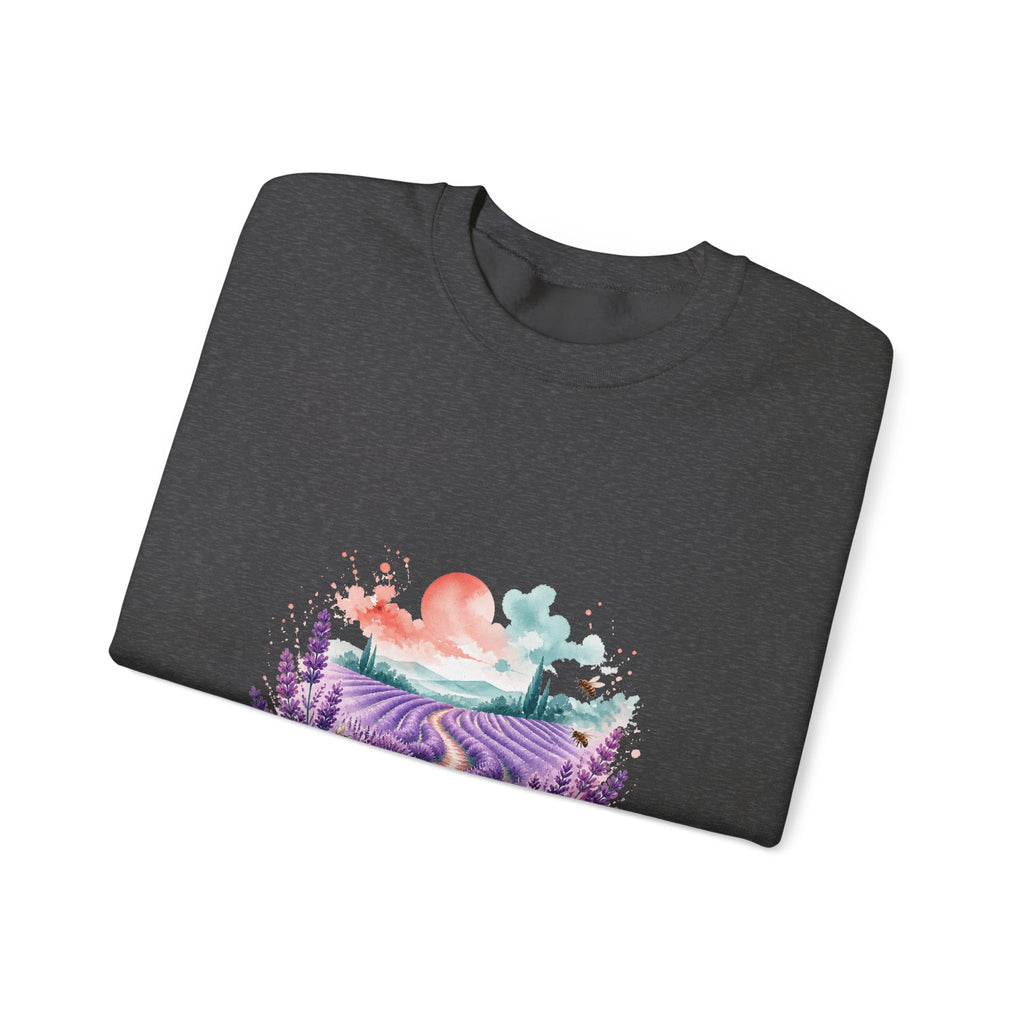 Matching Couple Sweatshirt - Lavender Fields & Canyon Matching Couple Comfort Colors Crew Watercolor Art His Hers Birthday Gift - Design A