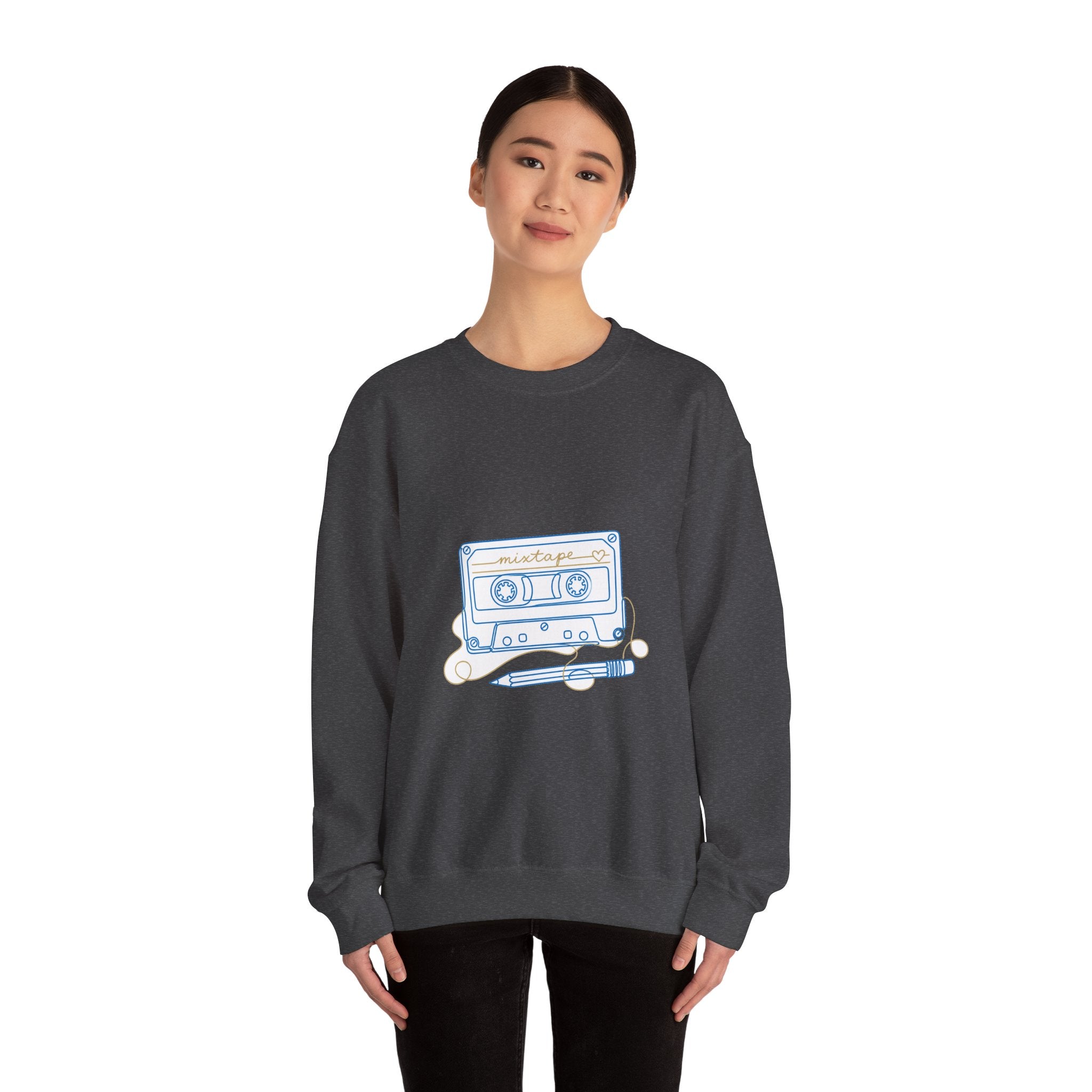 Matching Couple Sweatshirt - Vinyl & Cassette Matching Couple Comfort Colors Crew Minimalist Art His Hers Christmas Gift - Design B