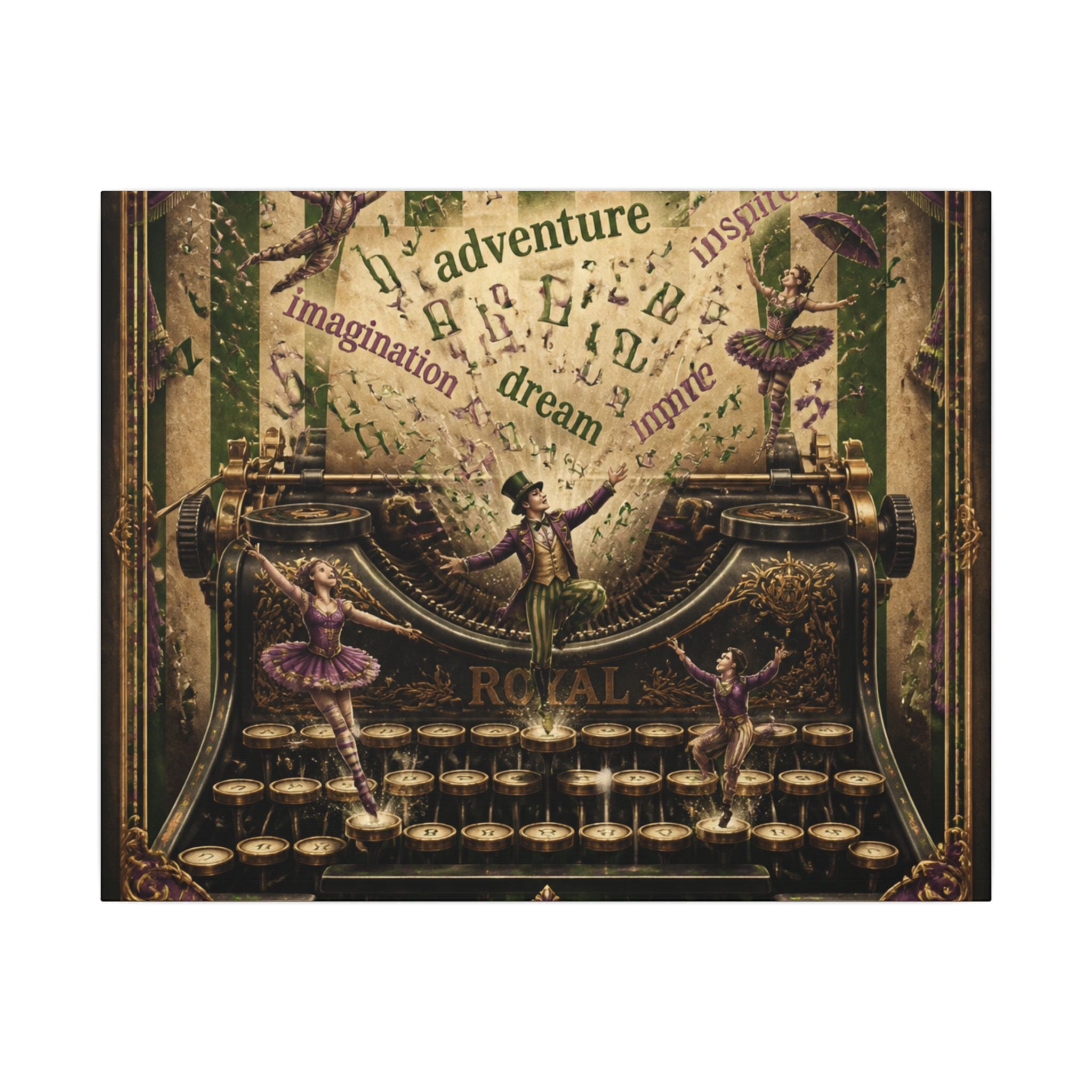 Typewriter Flying Letters Wall Art Canvas 16×20 Baroque Home Office Decor Maximalist Print