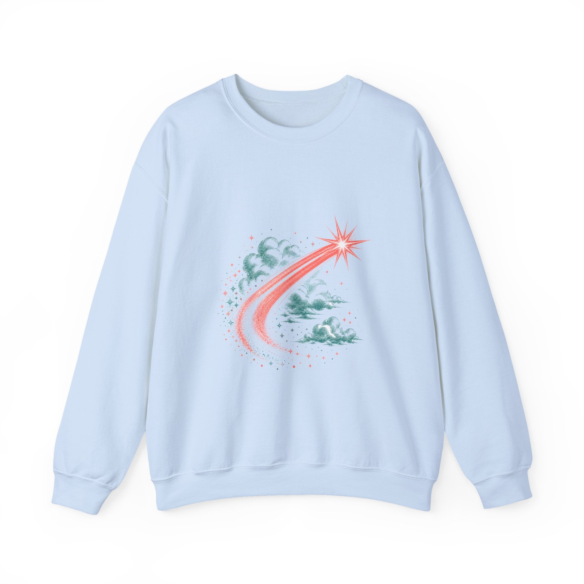 Matching Couple Sweatshirt - Shooting Star & North Star Matching Couple Premium Fleece Sweatshirt Vintage Art His Hers Honeymoon Gift - Design A