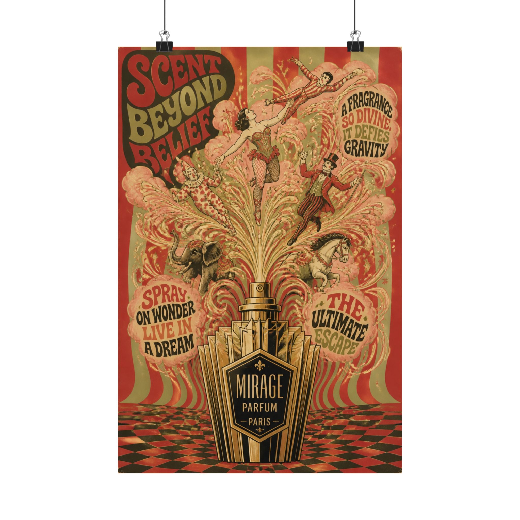 Perfume Bottle Fountain Wall Art Poster 18×24 Psychedelic Cafe Decor Maximalist Print