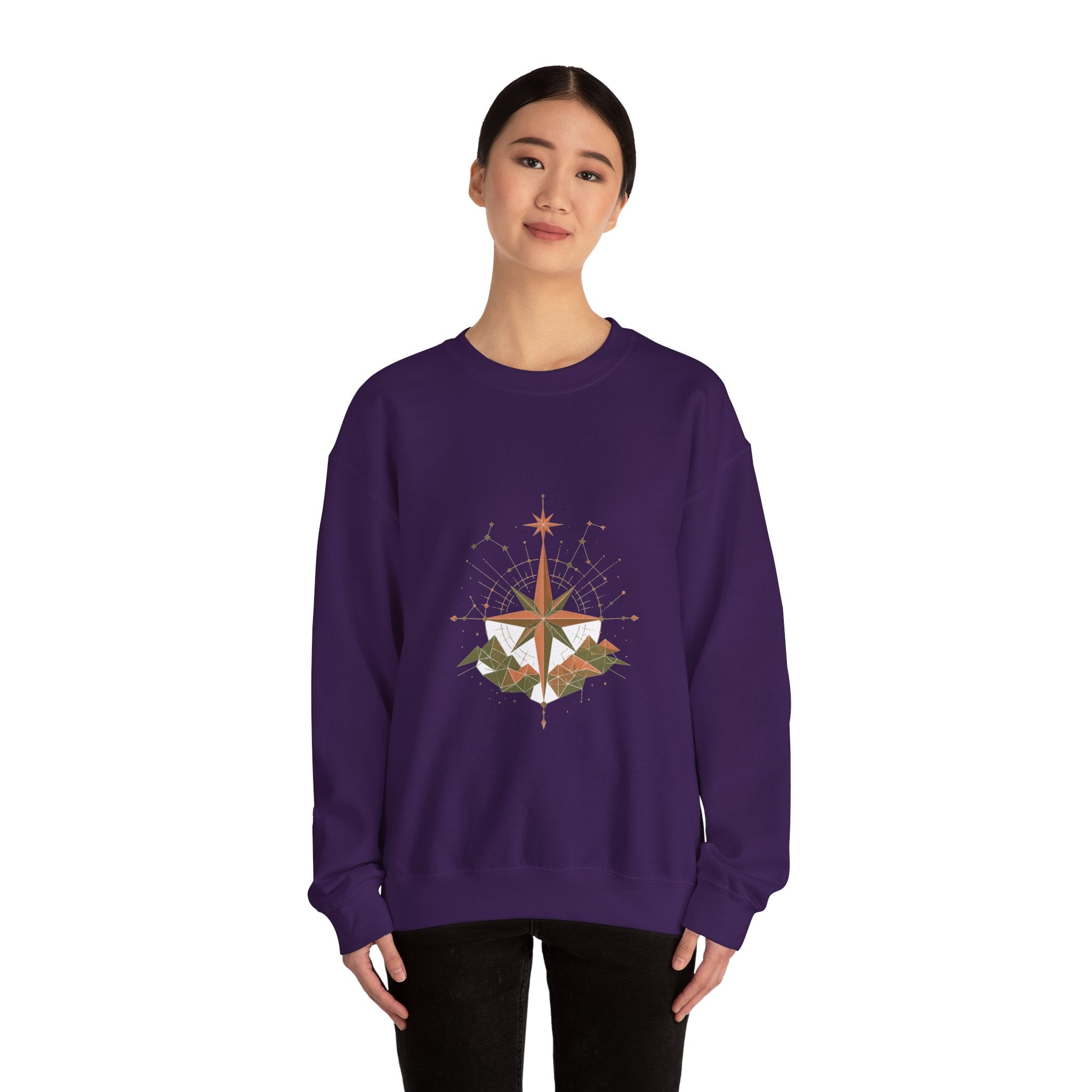 Matching Couple Sweatshirt - Shooting Star & North Star Matching Couple Comfort Colors Crew Geometric Art His Hers Love Gift - Design B