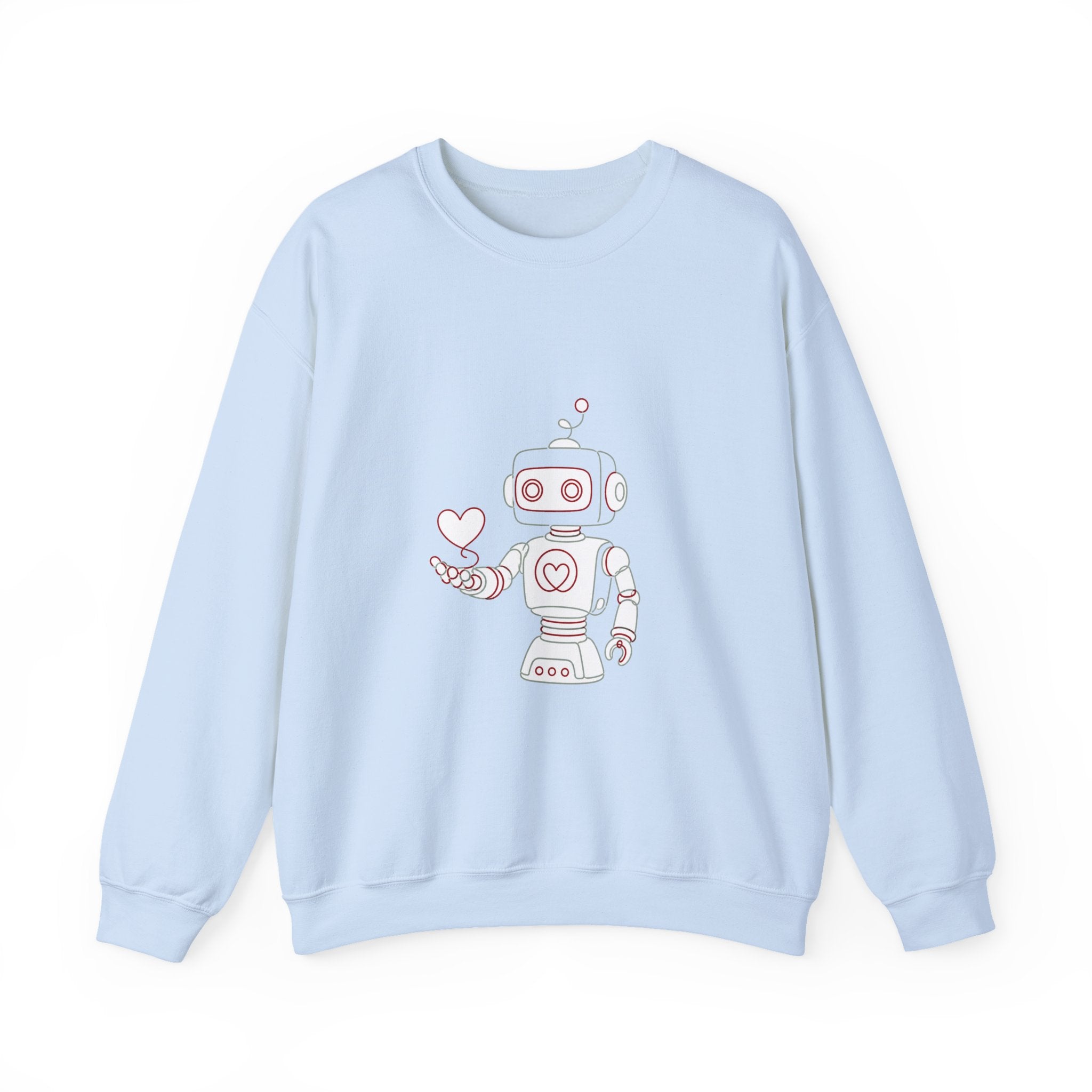 Matching Couple Sweatshirt - Robot & Heart Matching Couple Premium Fleece Sweatshirt Minimalist Art His Hers Christmas Gift - Design A