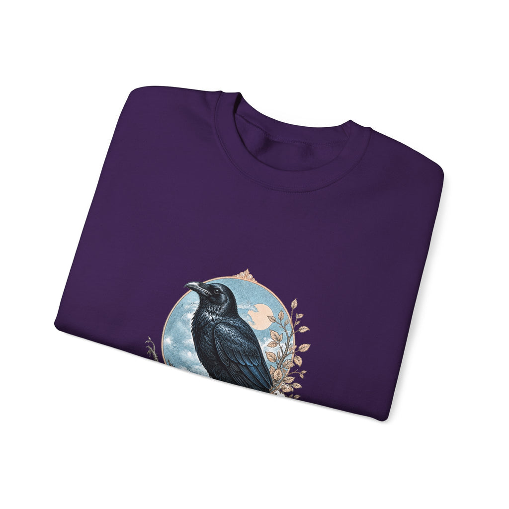 Matching Couple Sweatshirt - Raven & Swan Matching Couple Crewneck Sweatshirt Vintage Art His Hers Wedding Gift - Design A
