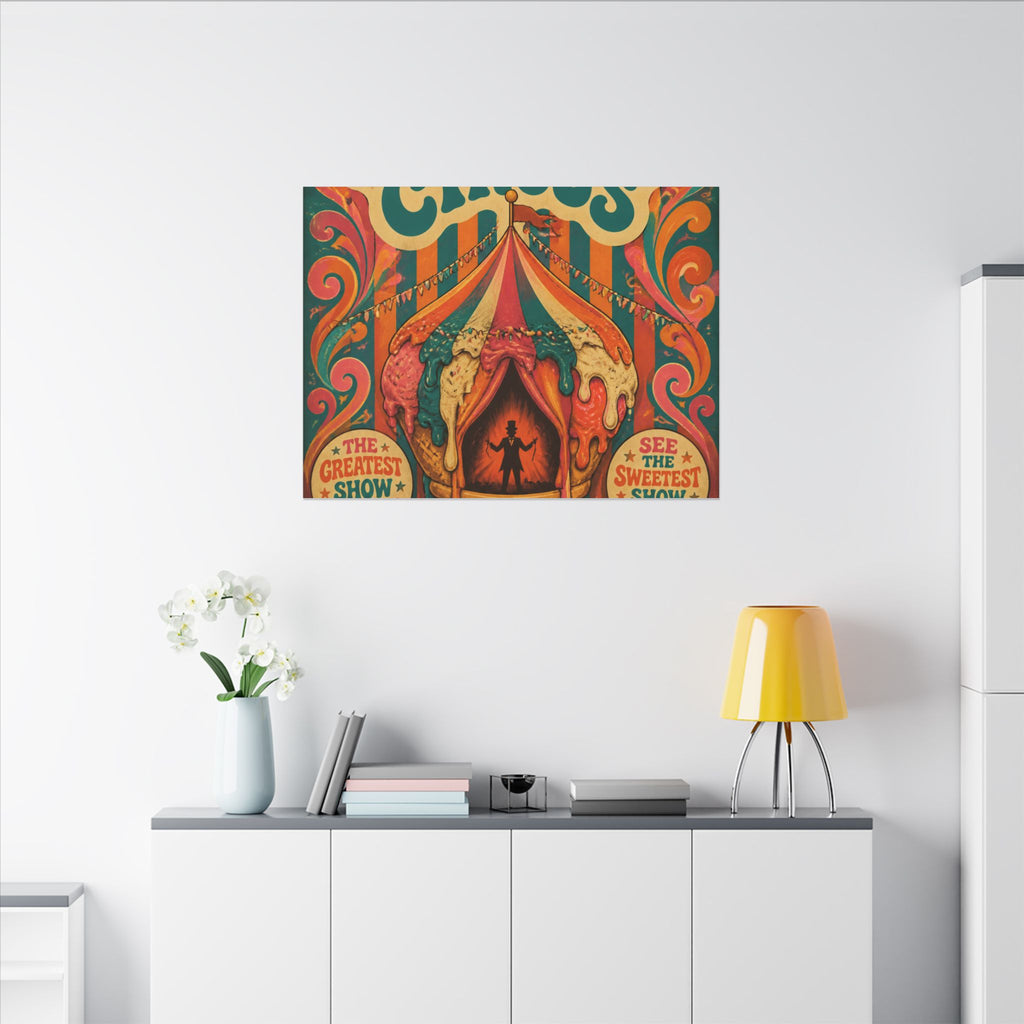 Ice Cream Cone Circus Tent Wall Art Canvas 24×36 Psychedelic Dining Room Decor Maximalist Print