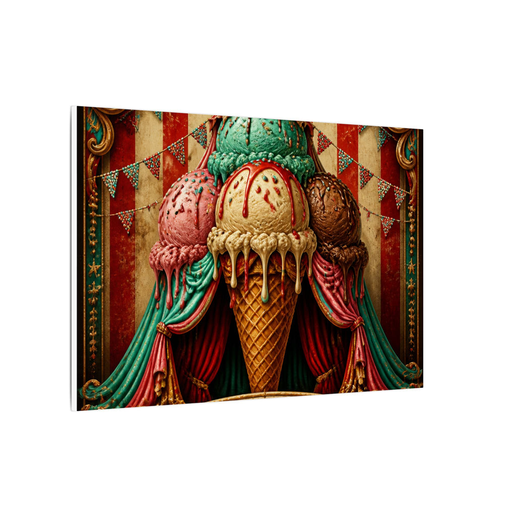 Ice Cream Cone Circus Tent Wall Art Canvas 24×36 Baroque Studio Decor Maximalist Print