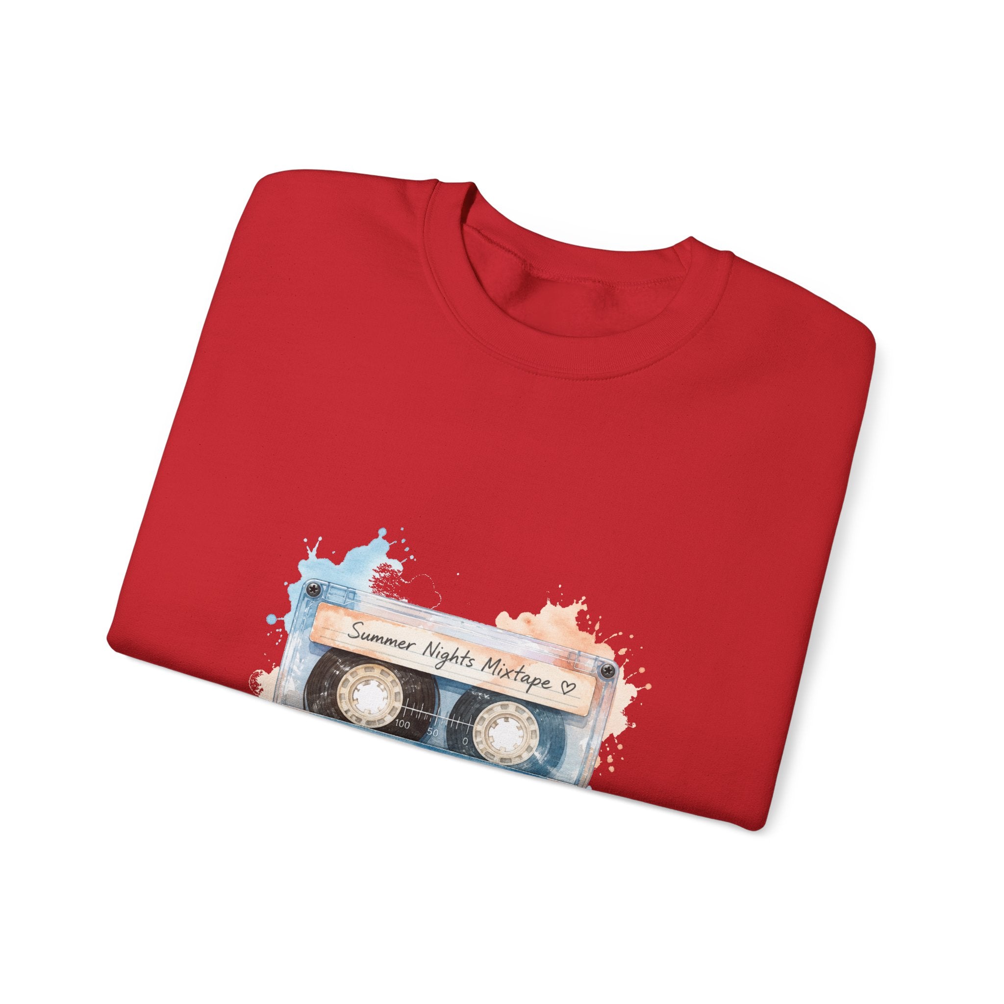 Matching Couple Sweatshirt - Vinyl & Cassette Matching Couple Comfort Colors Crew Watercolor Art His Hers Birthday Gift - Design B