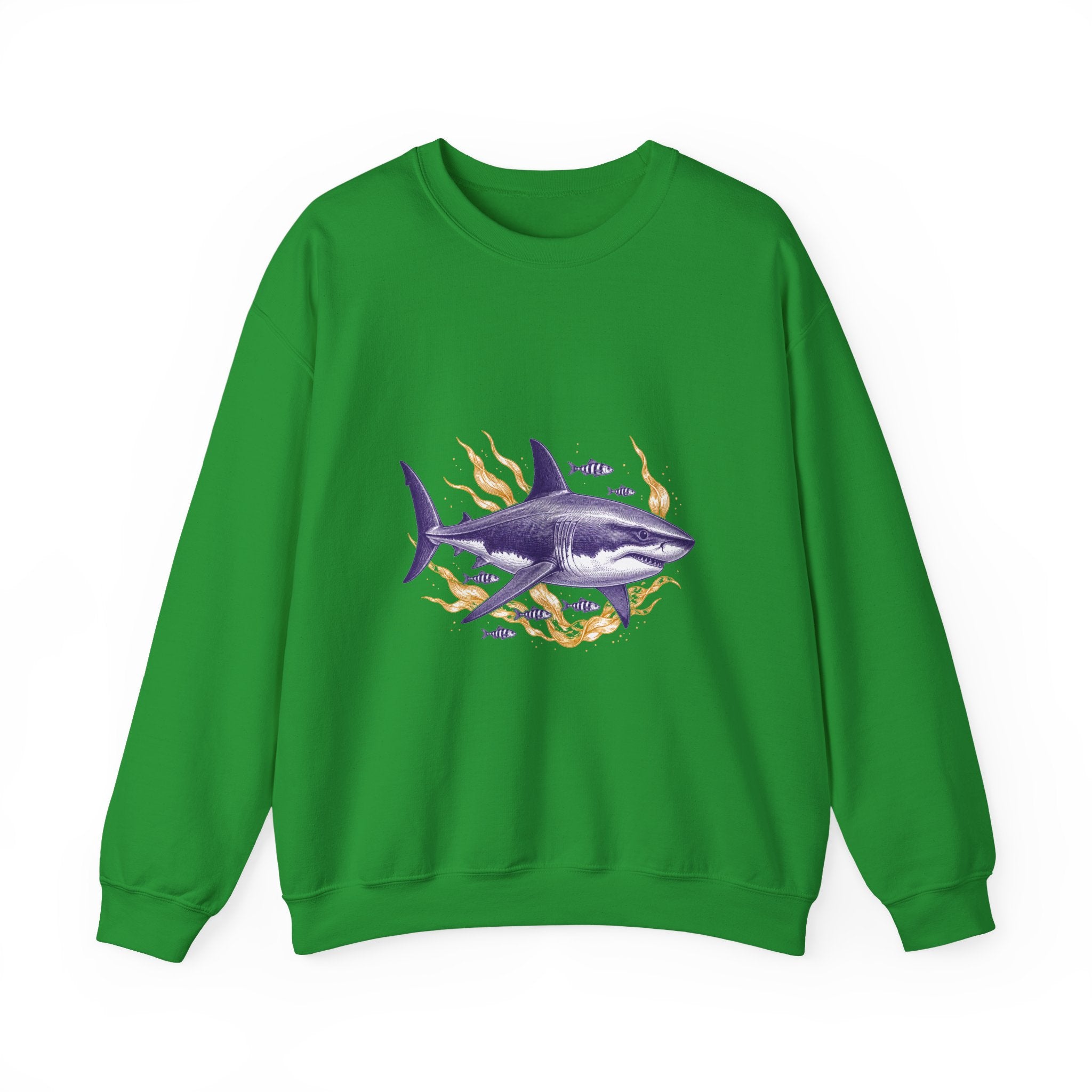 Matching Couple Sweatshirt - Shark & Dolphin Matching Couple Crewneck Sweatshirt Vintage Art His Hers Wedding Gift - Design A