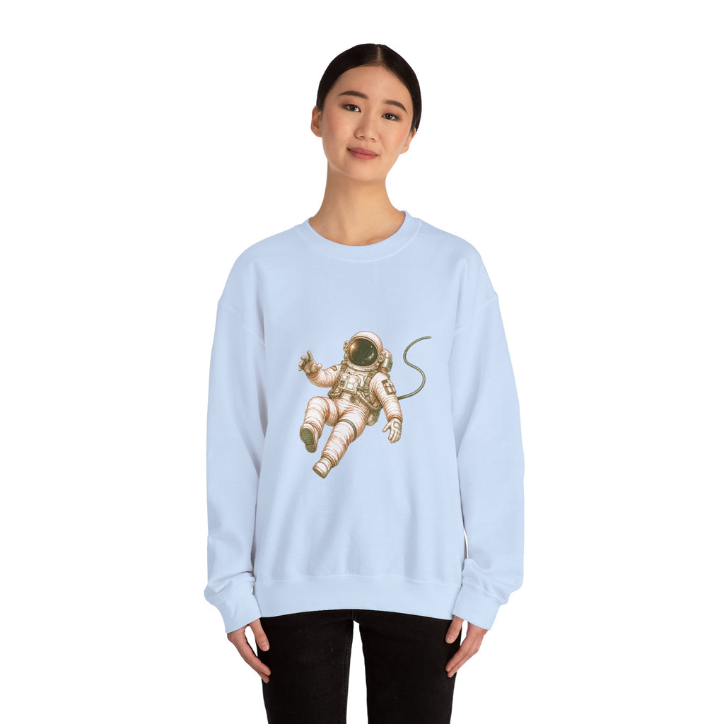 Matching Couple Sweatshirt - Astronaut & Planet Matching Couple Comfort Colors Crew Hand-Drawn Art His Hers Anniversary Gift - Design A