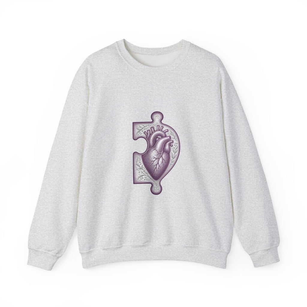 Matching Couple Sweatshirt - Puzzle Pieces Matching Couple Premium Fleece Sweatshirt Vintage Art His Hers Honeymoon Gift - Design B