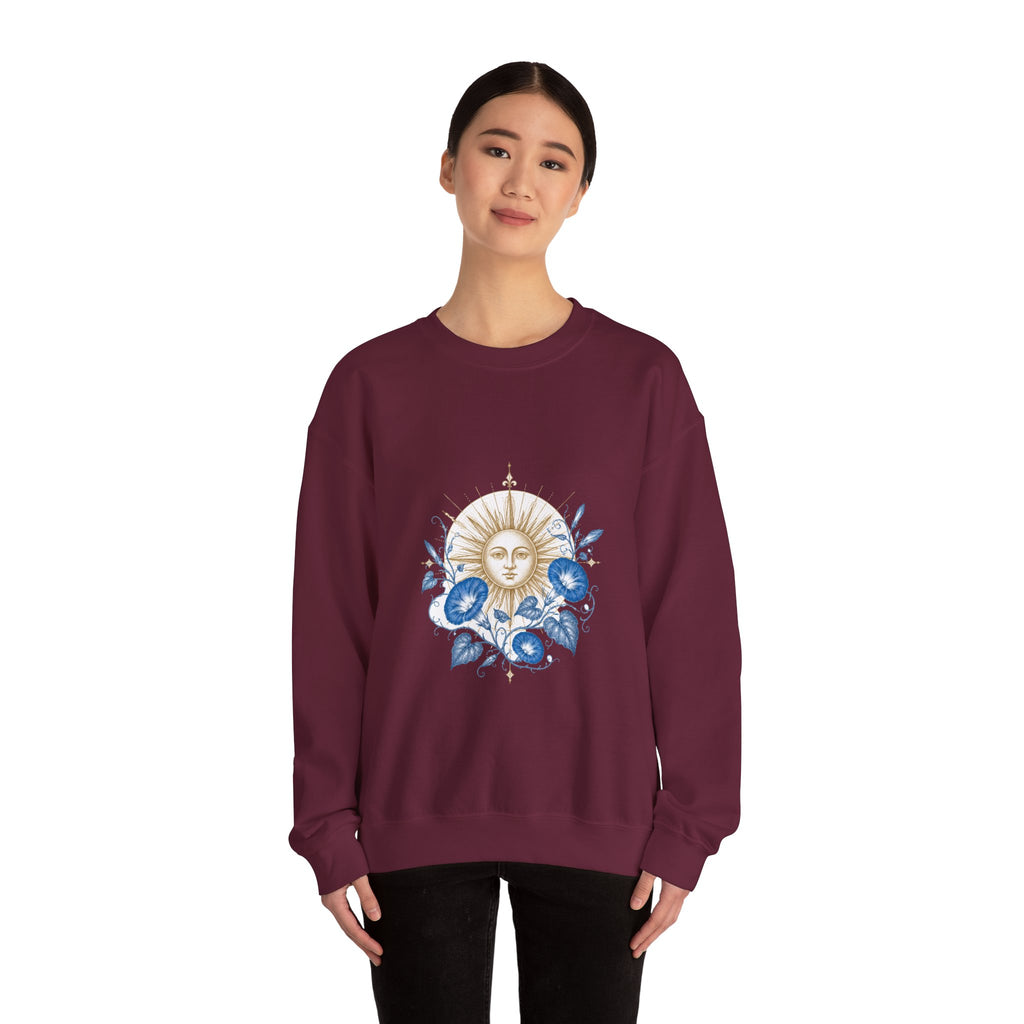 Matching Couple Sweatshirt - Sun & Moon Matching Couple Premium Fleece Sweatshirt Vintage Art His Hers Honeymoon Gift - Design B