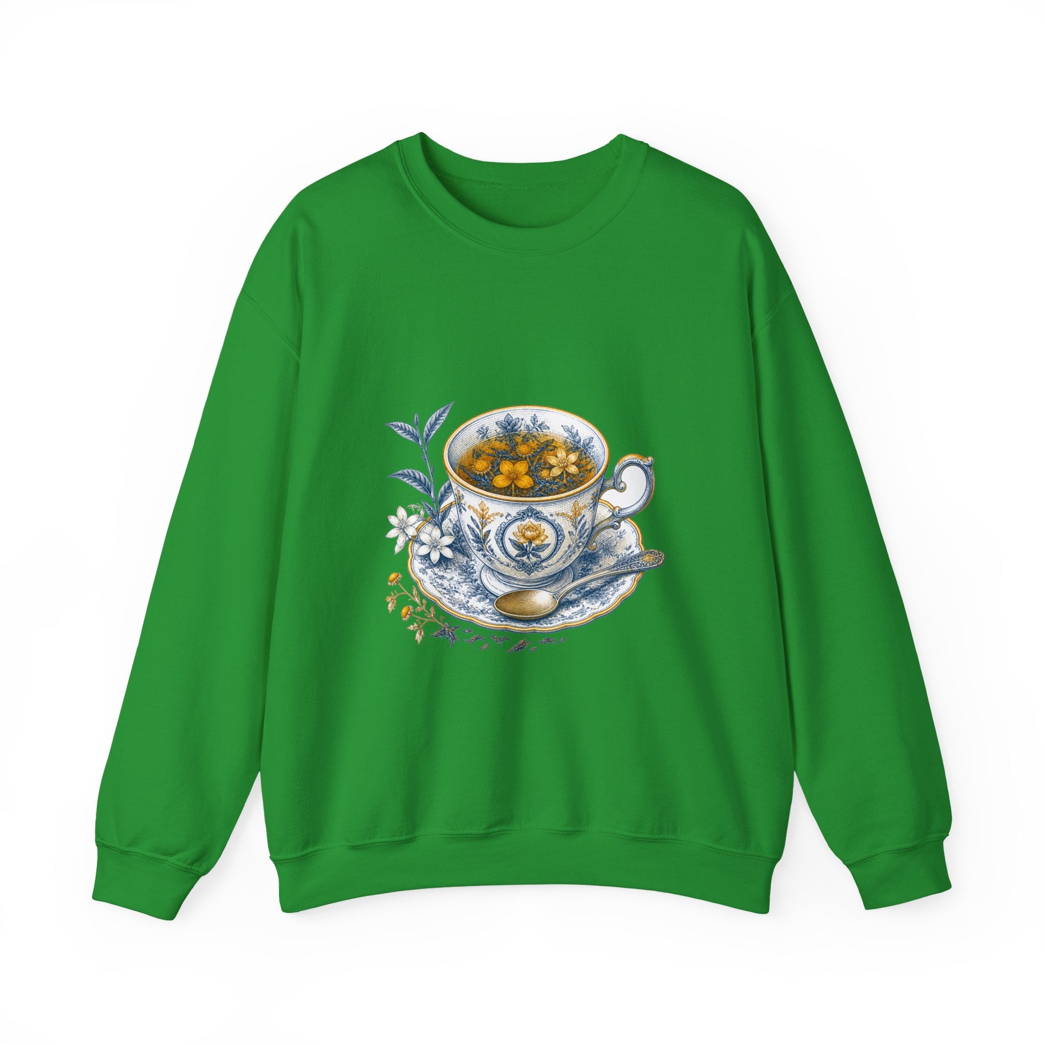 Matching Couple Sweatshirt - Coffee & Tea Matching Couple Crewneck Sweatshirt Vintage Art His Hers Wedding Gift - Design B