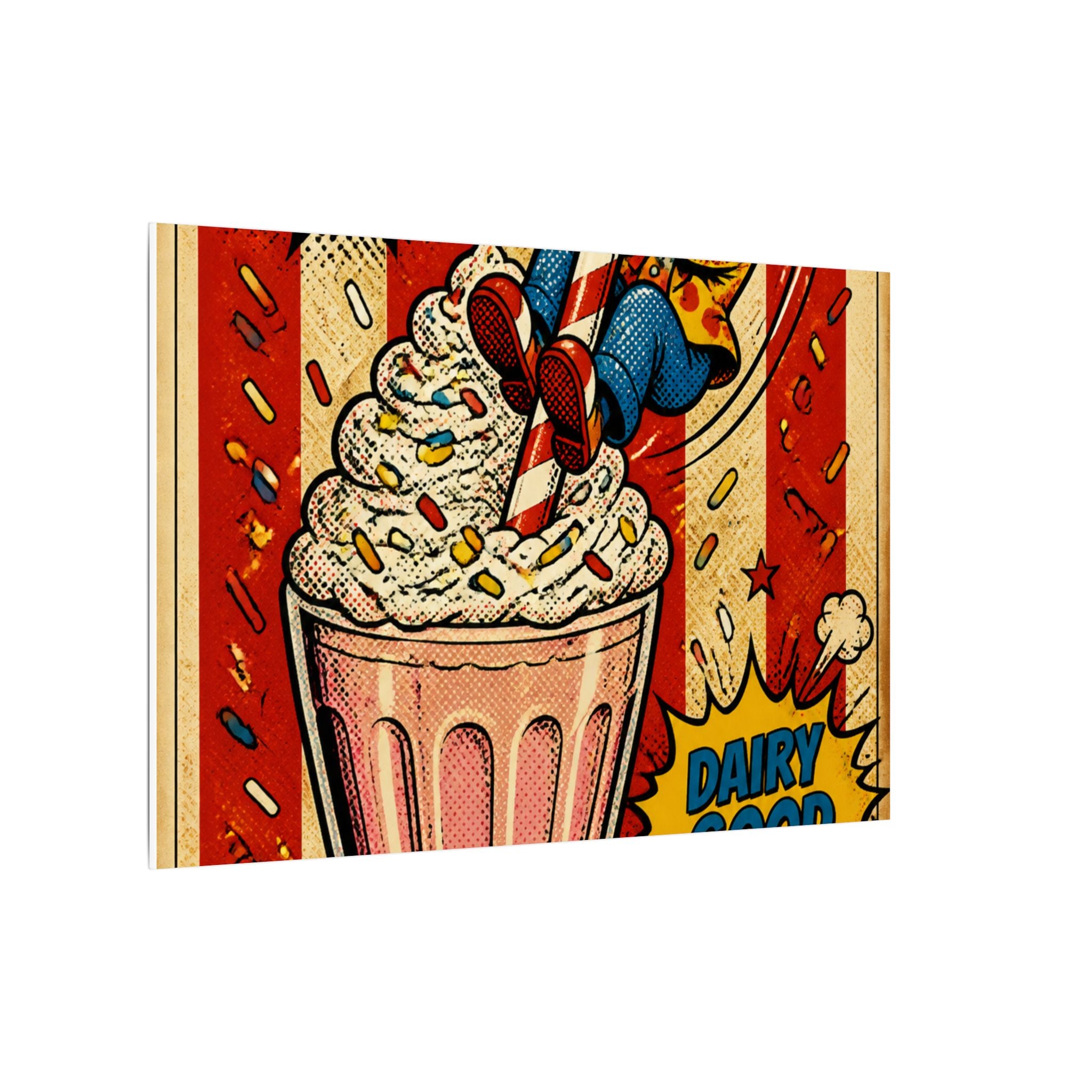 Milkshake Slide Clown Wall Art Canvas 24×36 Pop Art Restaurant Decor Maximalist Print