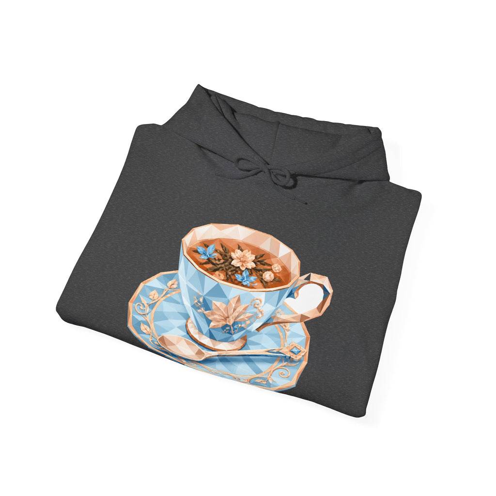 Matching Couple Sweatshirt - Coffee & Tea Matching Couple Hooded Sweatshirt Geometric Art His Hers Couple Gift - Design B