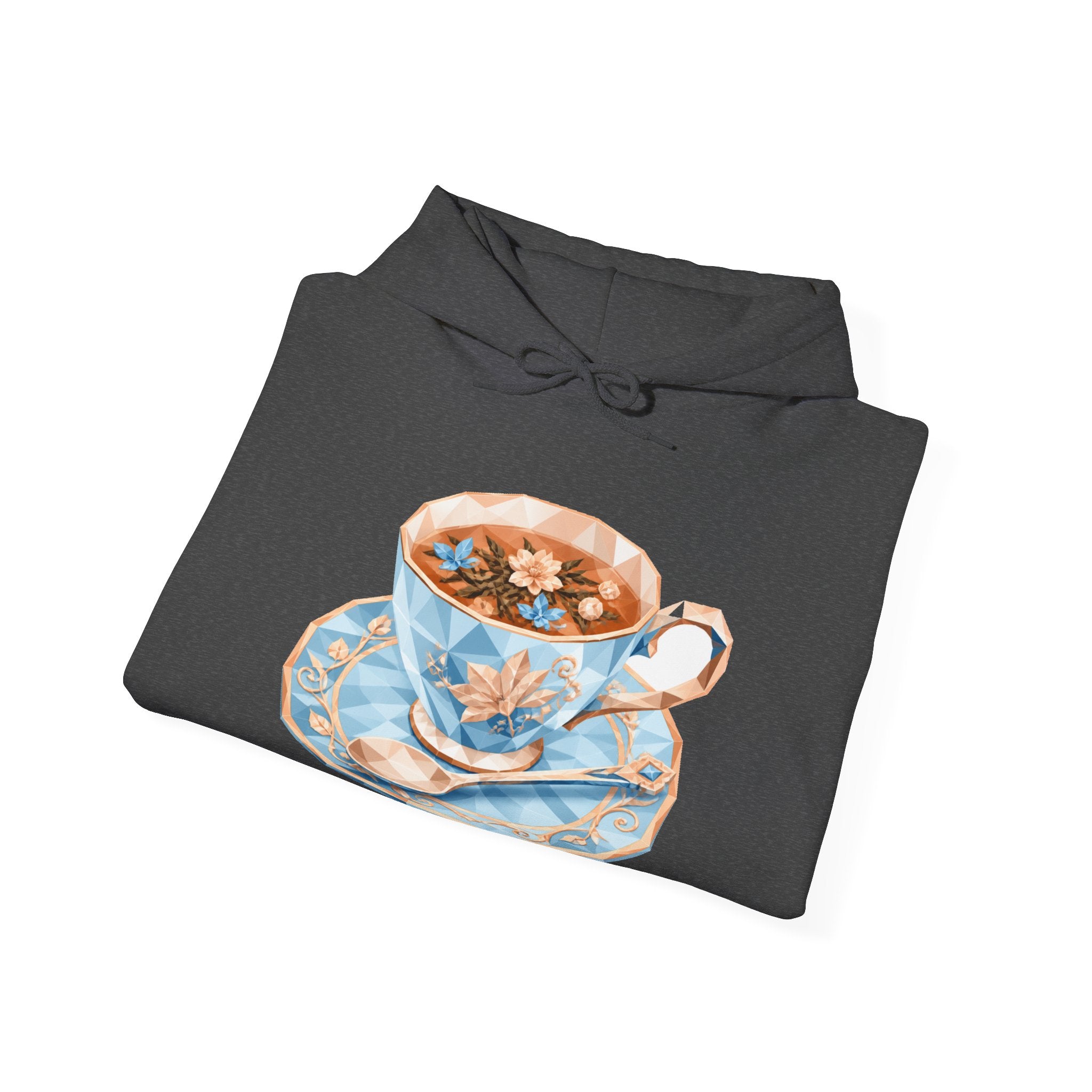 Matching Couple Sweatshirt - Coffee & Tea Matching Couple Hooded Sweatshirt Geometric Art His Hers Couple Gift - Design B