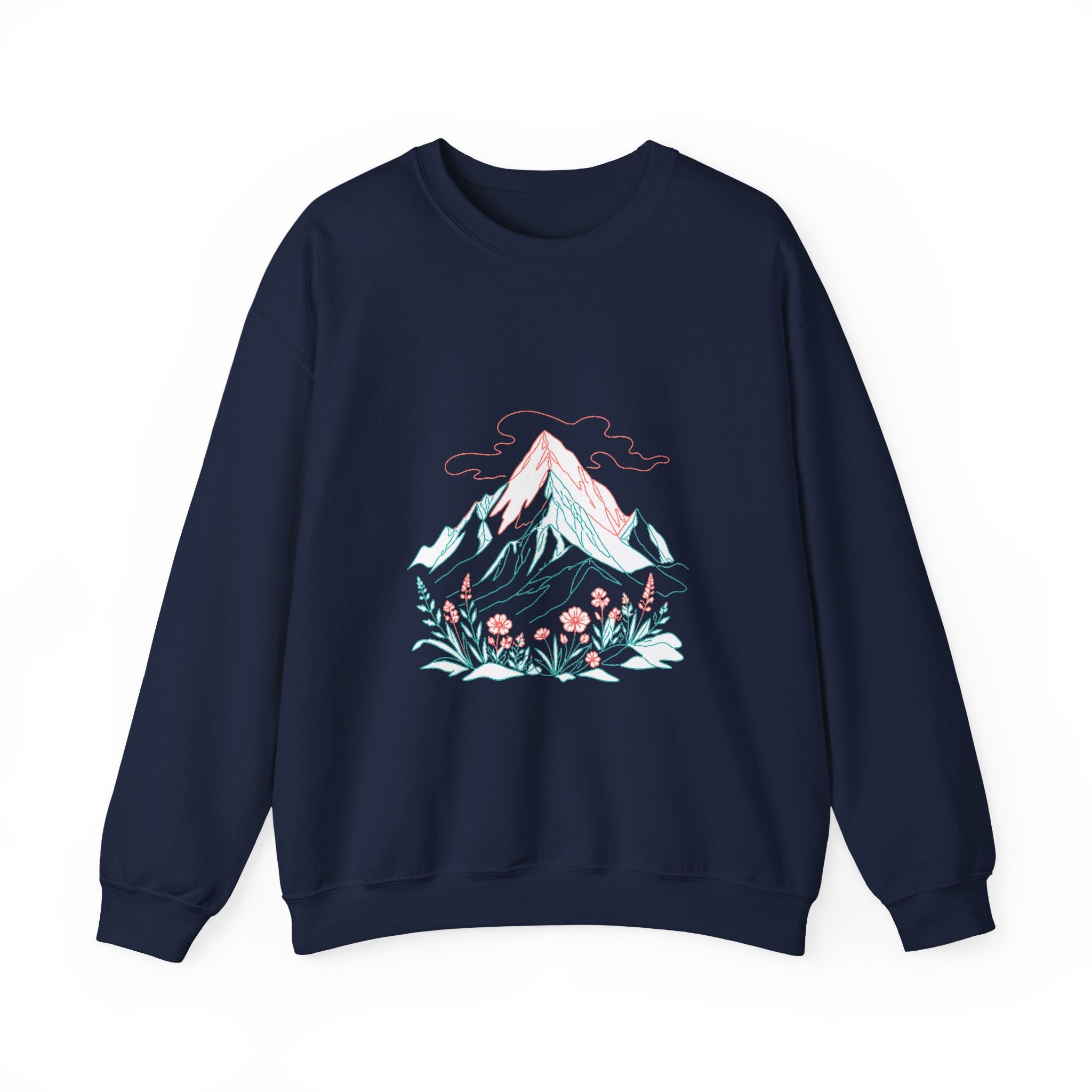 Matching Couple Sweatshirt - Mountain & Ocean Matching Couple Comfort Colors Crew Minimalist Art His Hers Christmas Gift - Design A