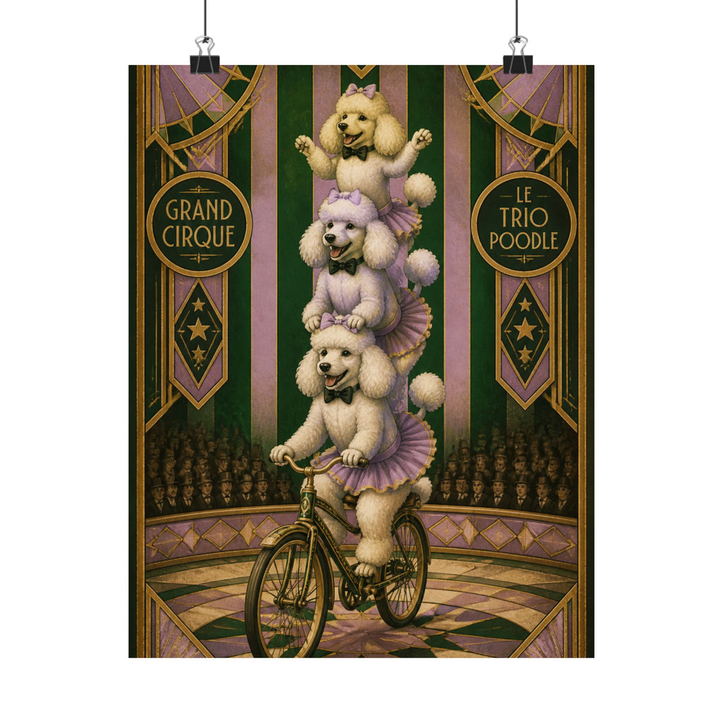 Poodle Stack Bicycle Wall Art Poster 24×36 Art Deco Bar Area Decor Maximalist Print
