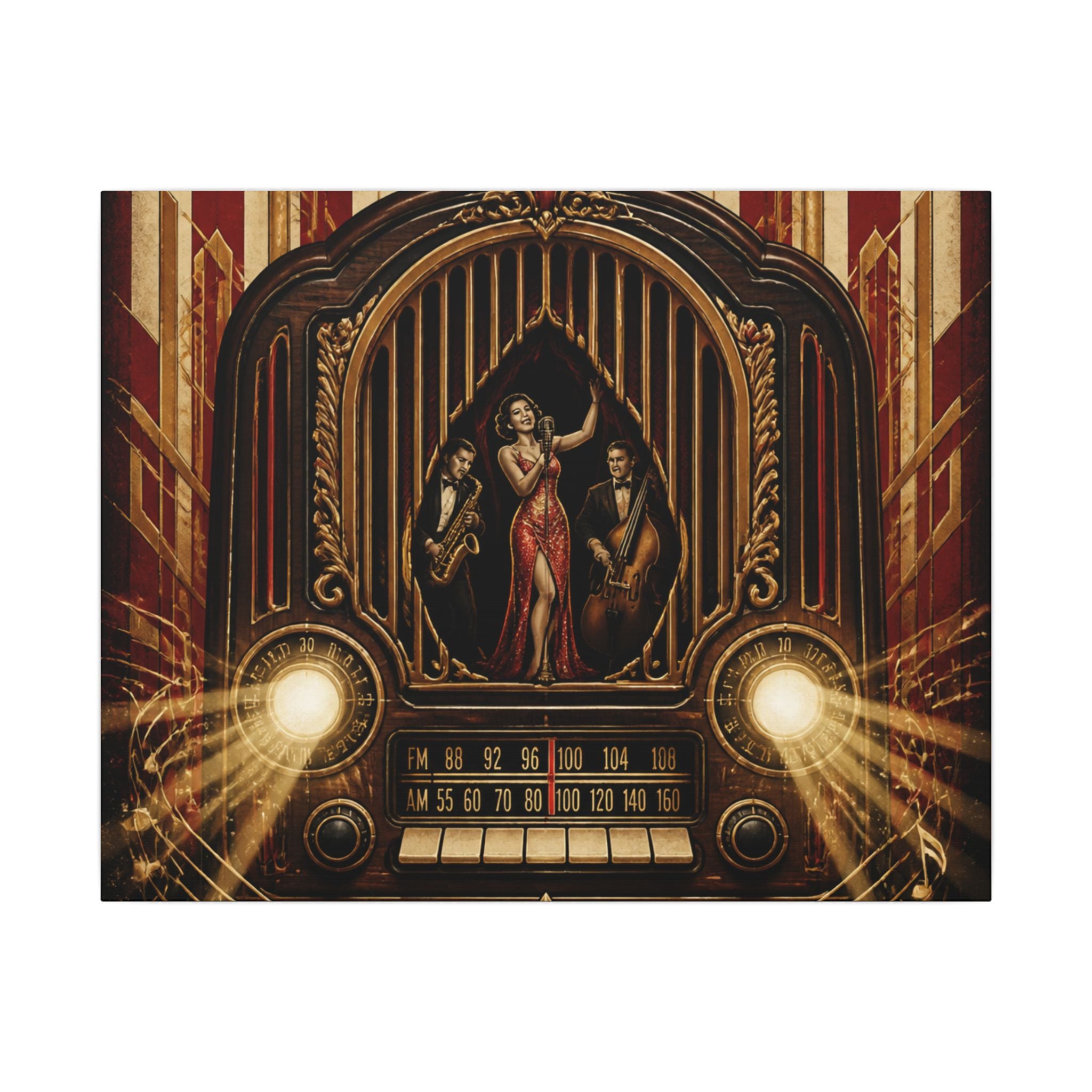 Vintage Radio Stage Wall Art Canvas 16×20 Baroque Home Office Decor Maximalist Print