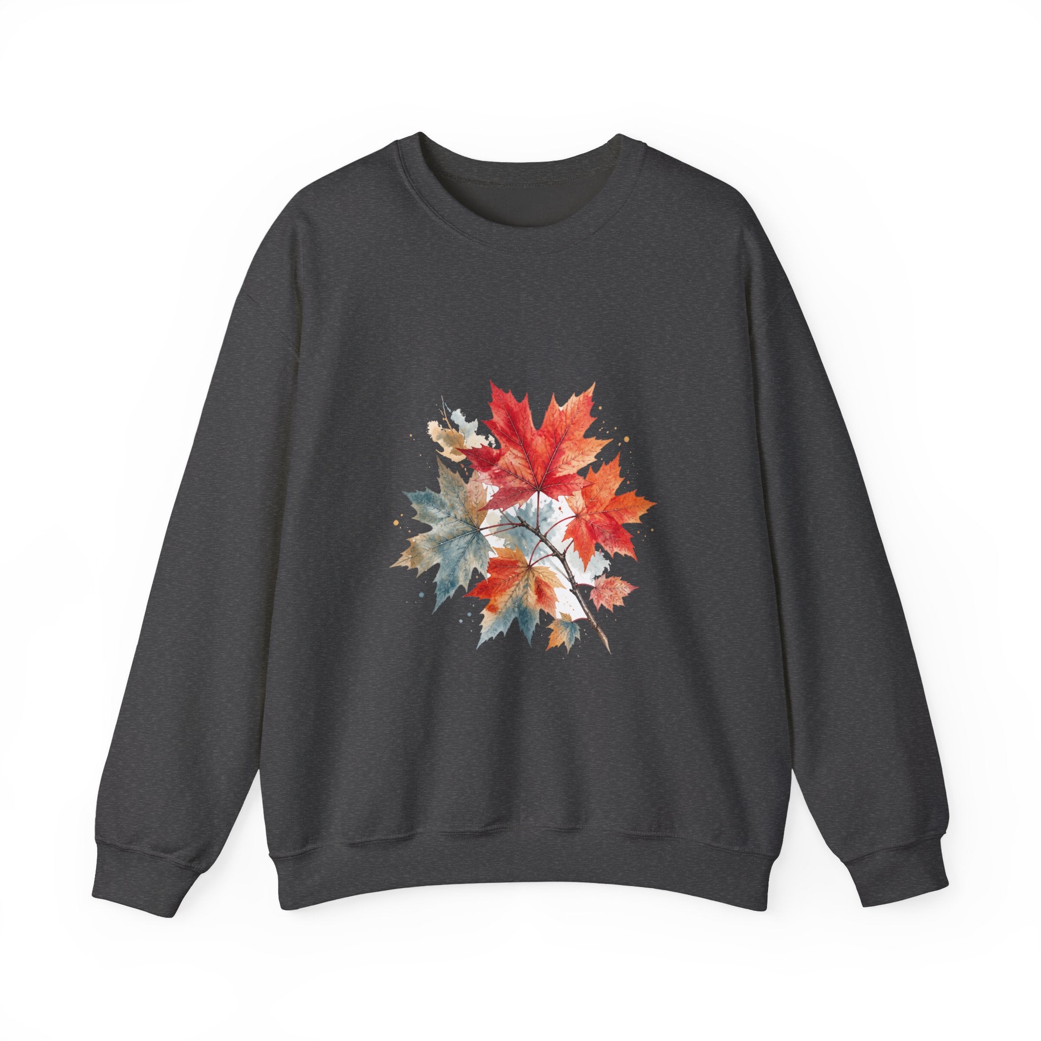 Matching Couple Sweatshirt - Cherry Blossom & Maple Leaf Matching Couple Crewneck Sweatshirt Watercolor Art His Hers Engagement Gift - Design B