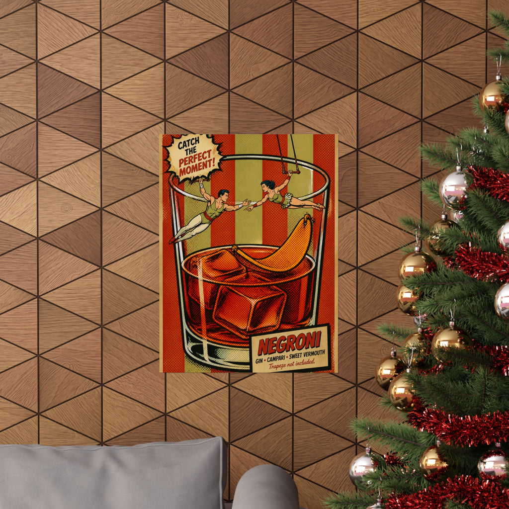 Negroni Trapeze Act Wall Art Poster 24×36 Pop Art Restaurant Decor Maximalist Print
