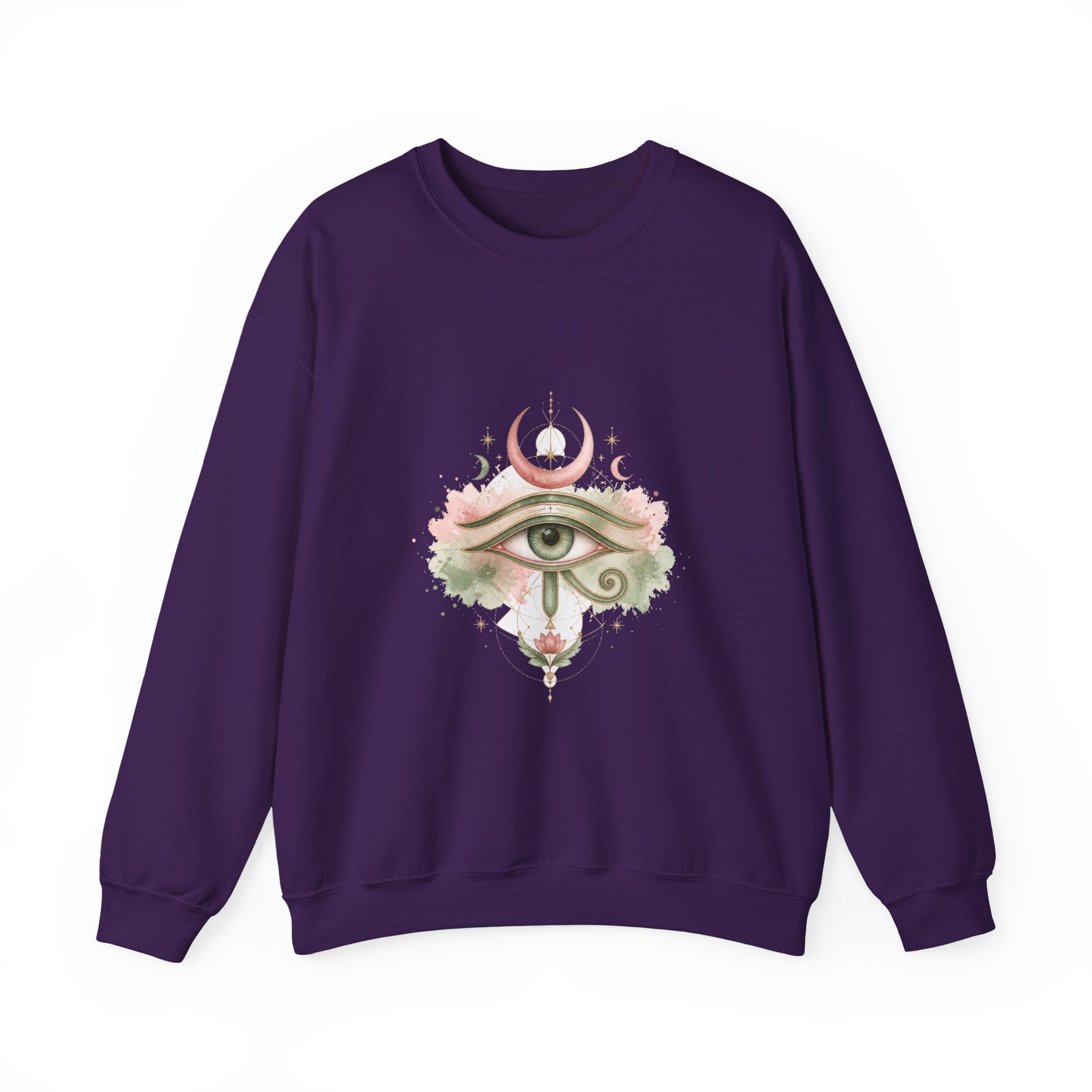 Matching Couple Sweatshirt - Eye of Ra & Horus Matching Couple Comfort Colors Crew Watercolor Art His Hers Birthday Gift - Design B