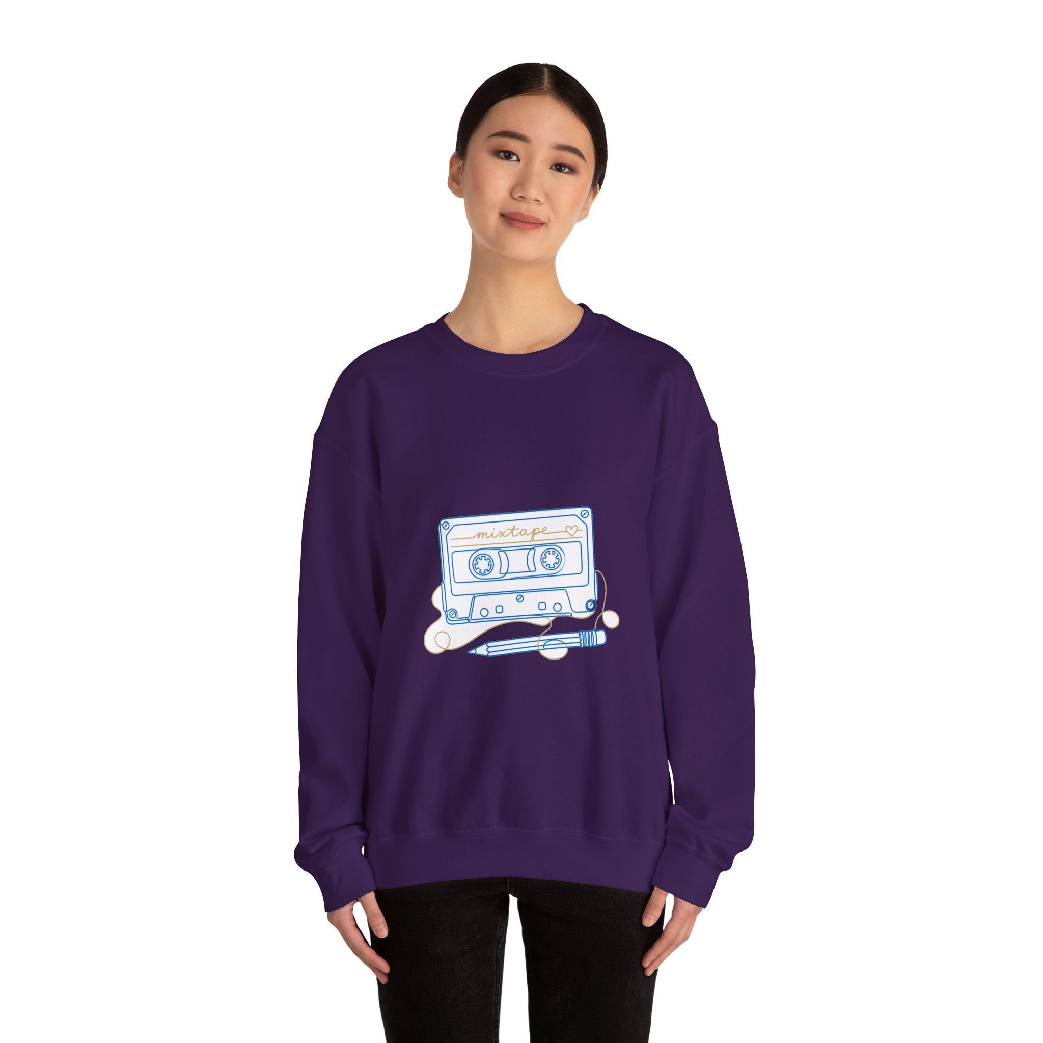 Matching Couple Sweatshirt - Vinyl & Cassette Matching Couple Comfort Colors Crew Minimalist Art His Hers Christmas Gift - Design B