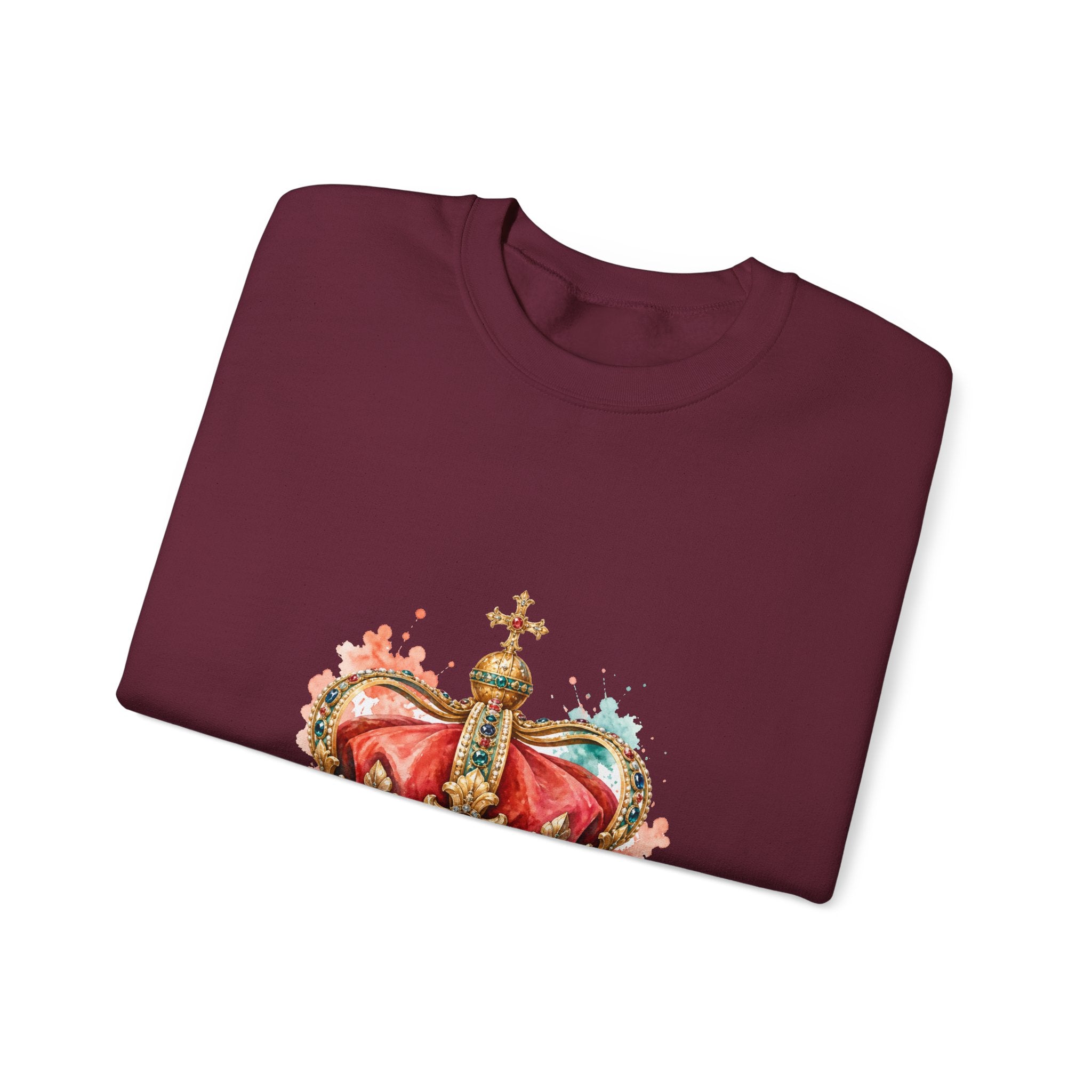 Matching Couple Sweatshirt - Crown & Shield Matching Couple Comfort Colors Crew Watercolor Art His Hers Birthday Gift - Design A
