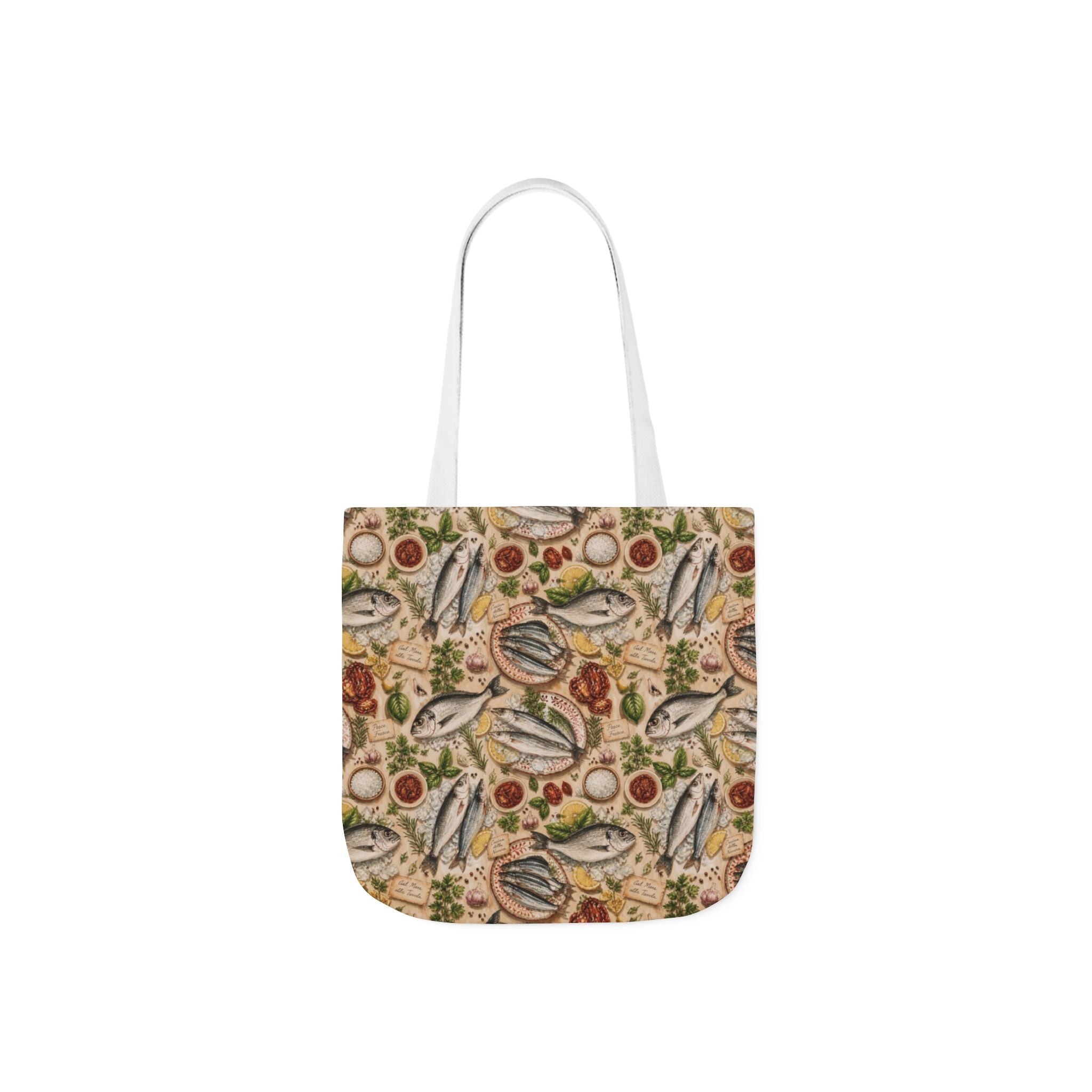 Mediterranean Fish Canvas Tote Bag Mediterranean Kitchen Watercolor Design Italian Cottagecore Gift
