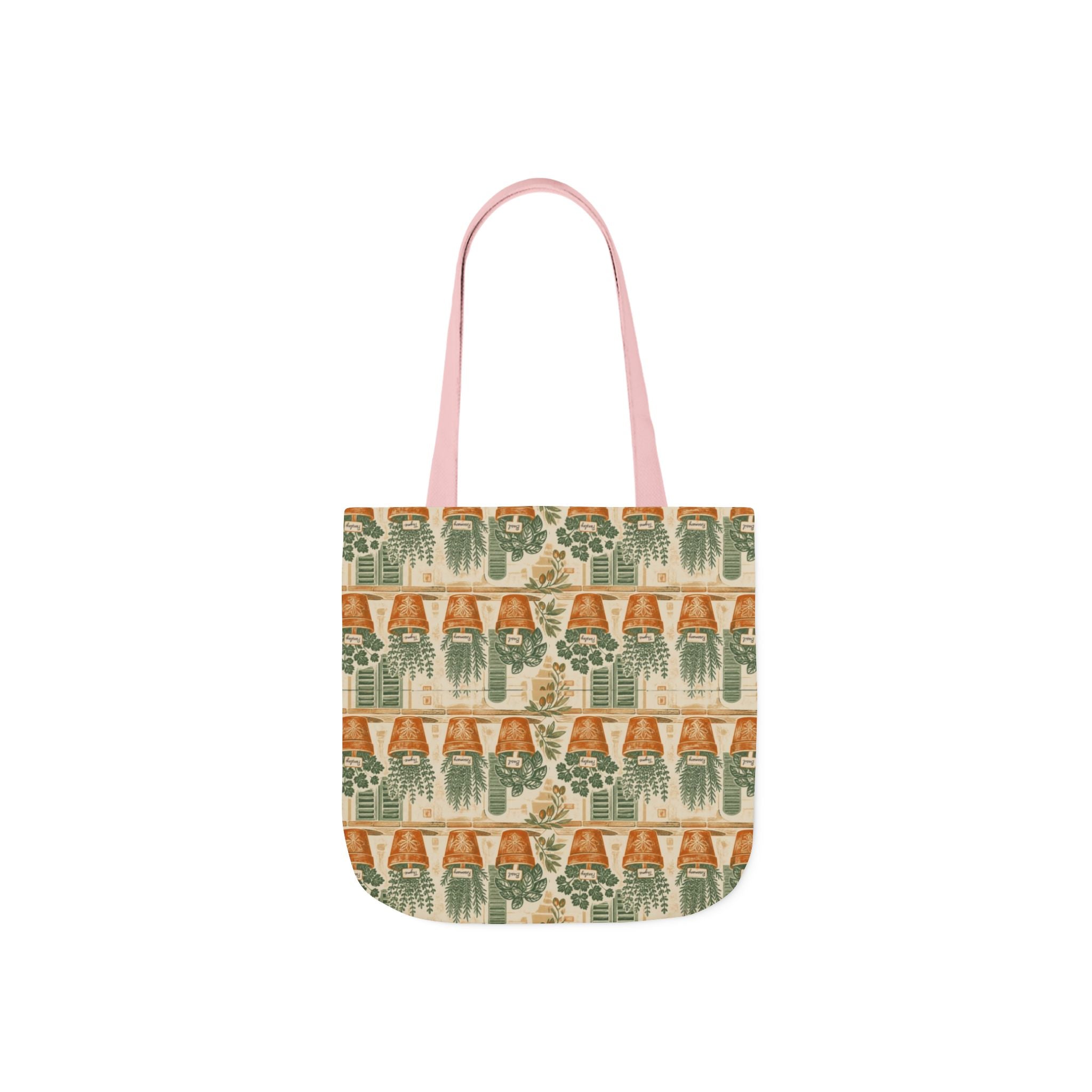 Terracotta Herb Pots Canvas Tote Bag Mediterranean Kitchen Linocut Design Italian Cottagecore Gift
