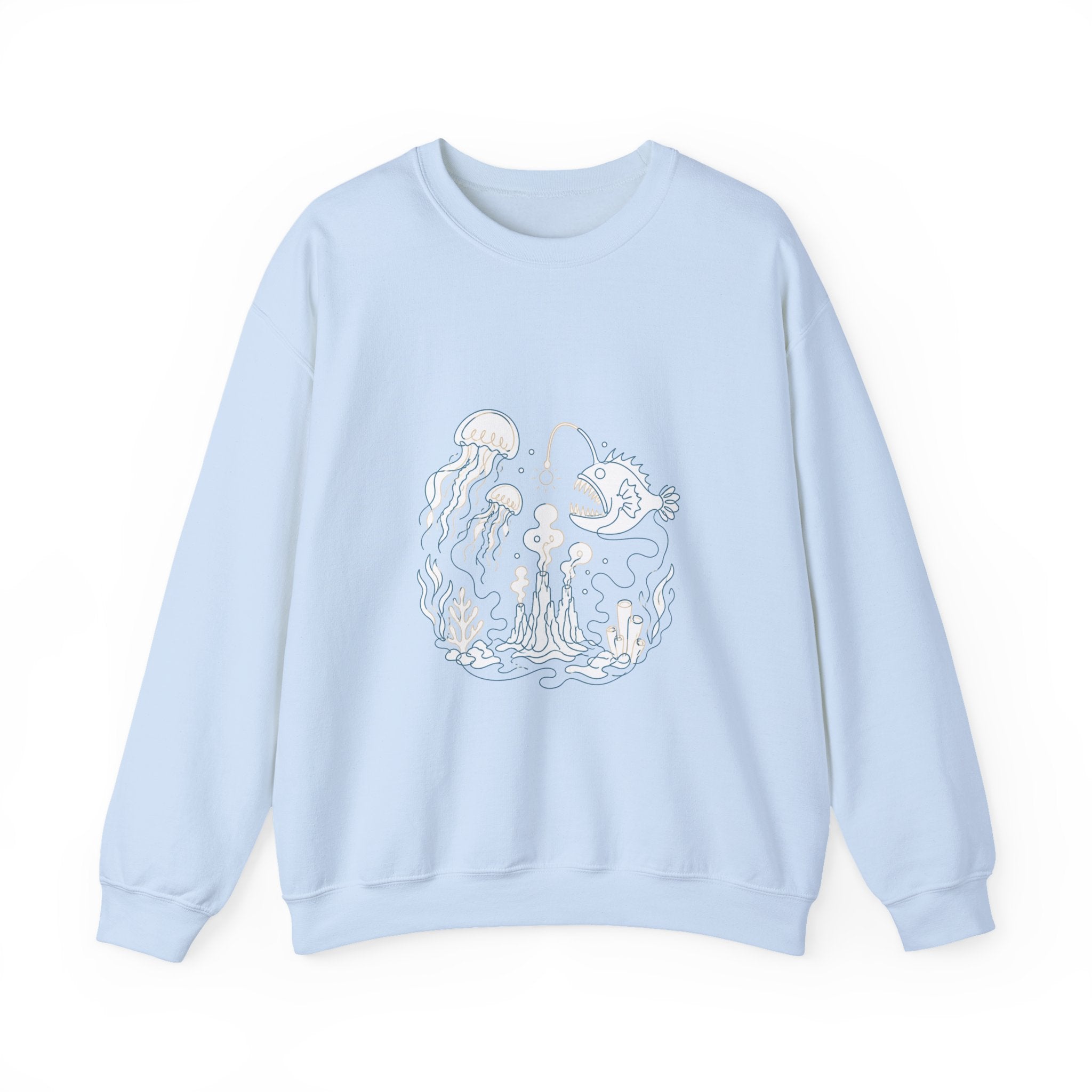 Matching Couple Sweatshirt - Coral Reef & Deep Sea Matching Couple Comfort Colors Crew Minimalist Art His Hers Christmas Gift - Design B