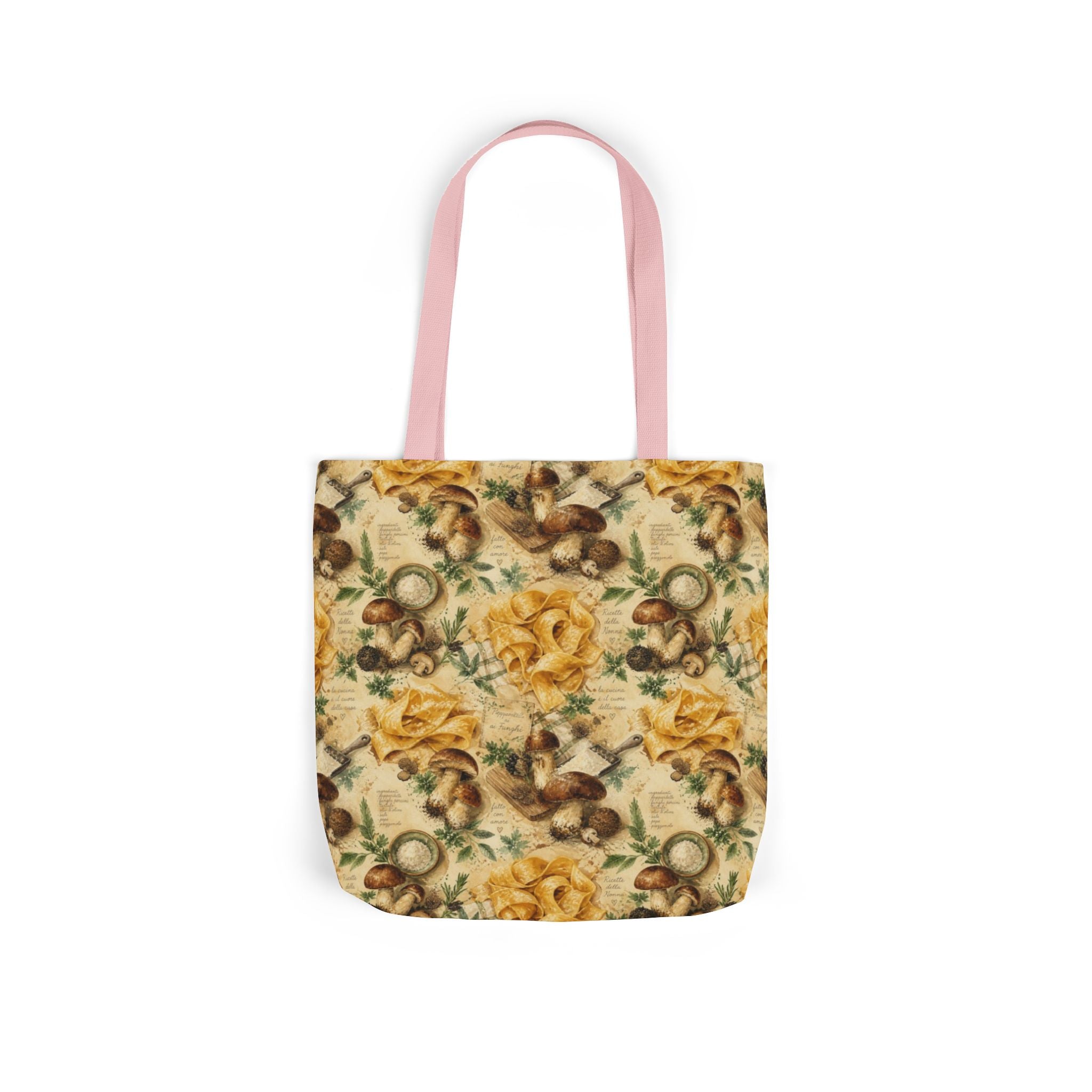 Pappardelle Ribbons Canvas Tote Bag Mediterranean Kitchen Watercolor Splash Design Italian Cottagecore Gift