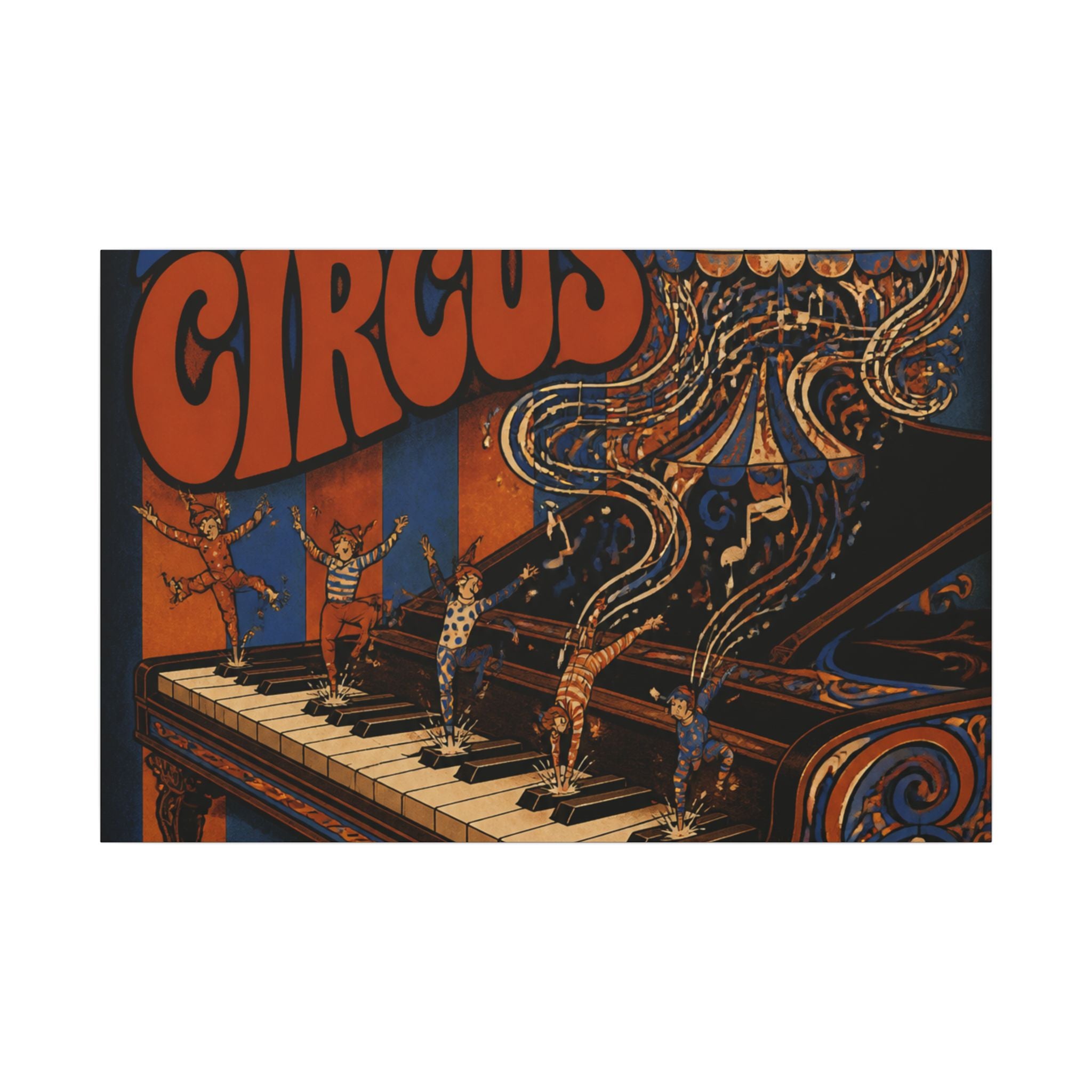 Grand Piano Acrobats Wall Art Canvas 24×36 Psychedelic Dining Room Decor Maximalist Print