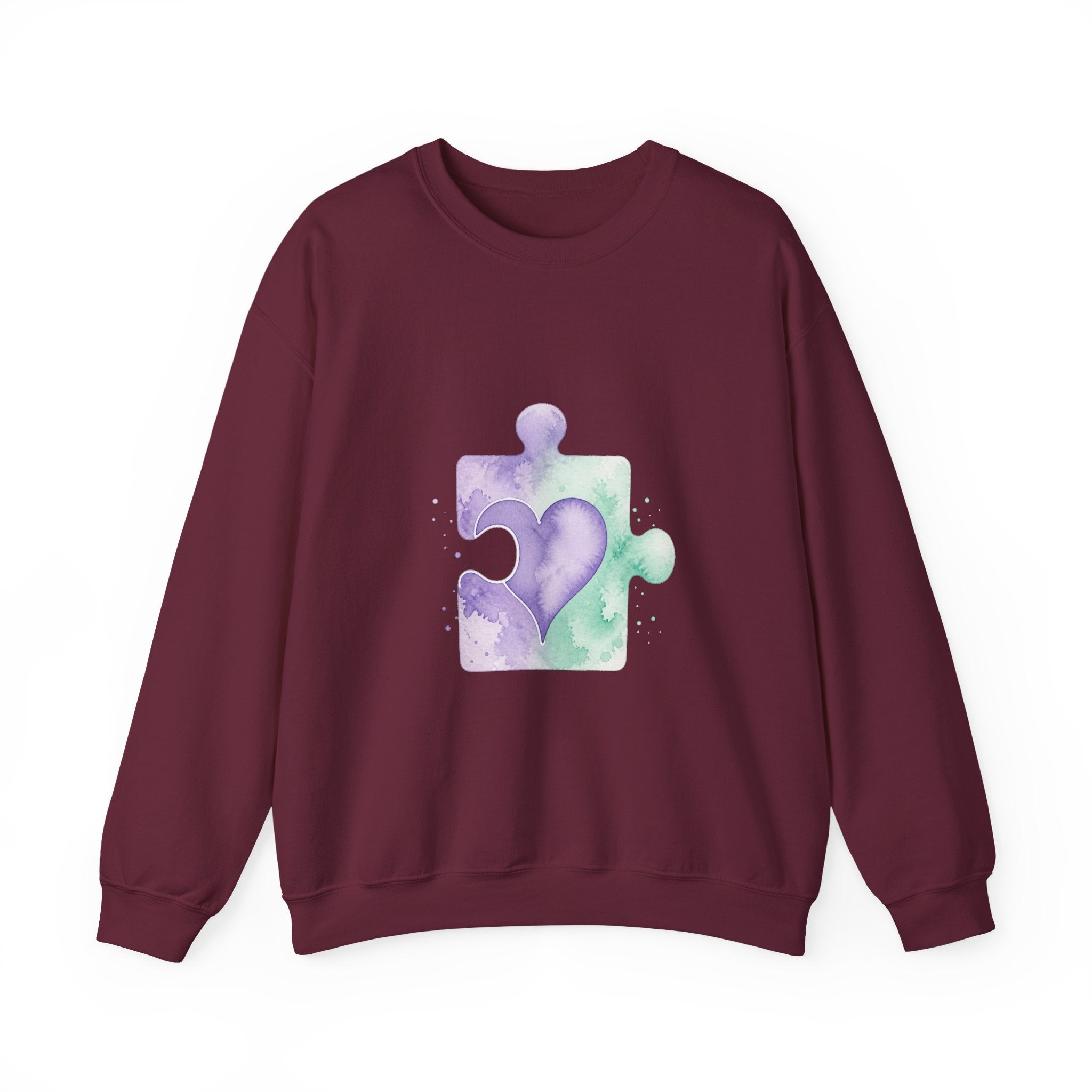 Matching Couple Sweatshirt - Puzzle Pieces Matching Couple Comfort Colors Crew Watercolor Art His Hers Birthday Gift - Design B