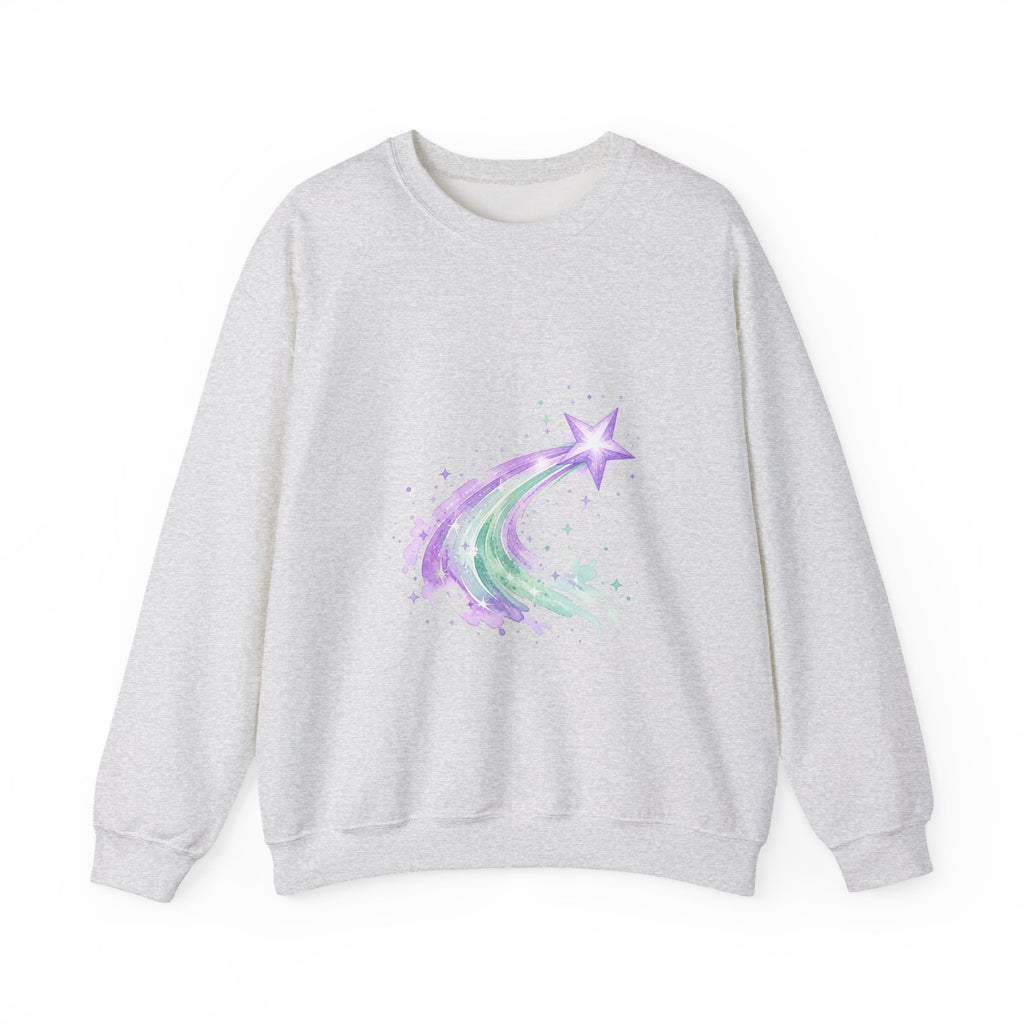 Matching Couple Sweatshirt - Shooting Star & North Star Matching Couple Crewneck Sweatshirt Watercolor Art His Hers Engagement Gift - Design A
