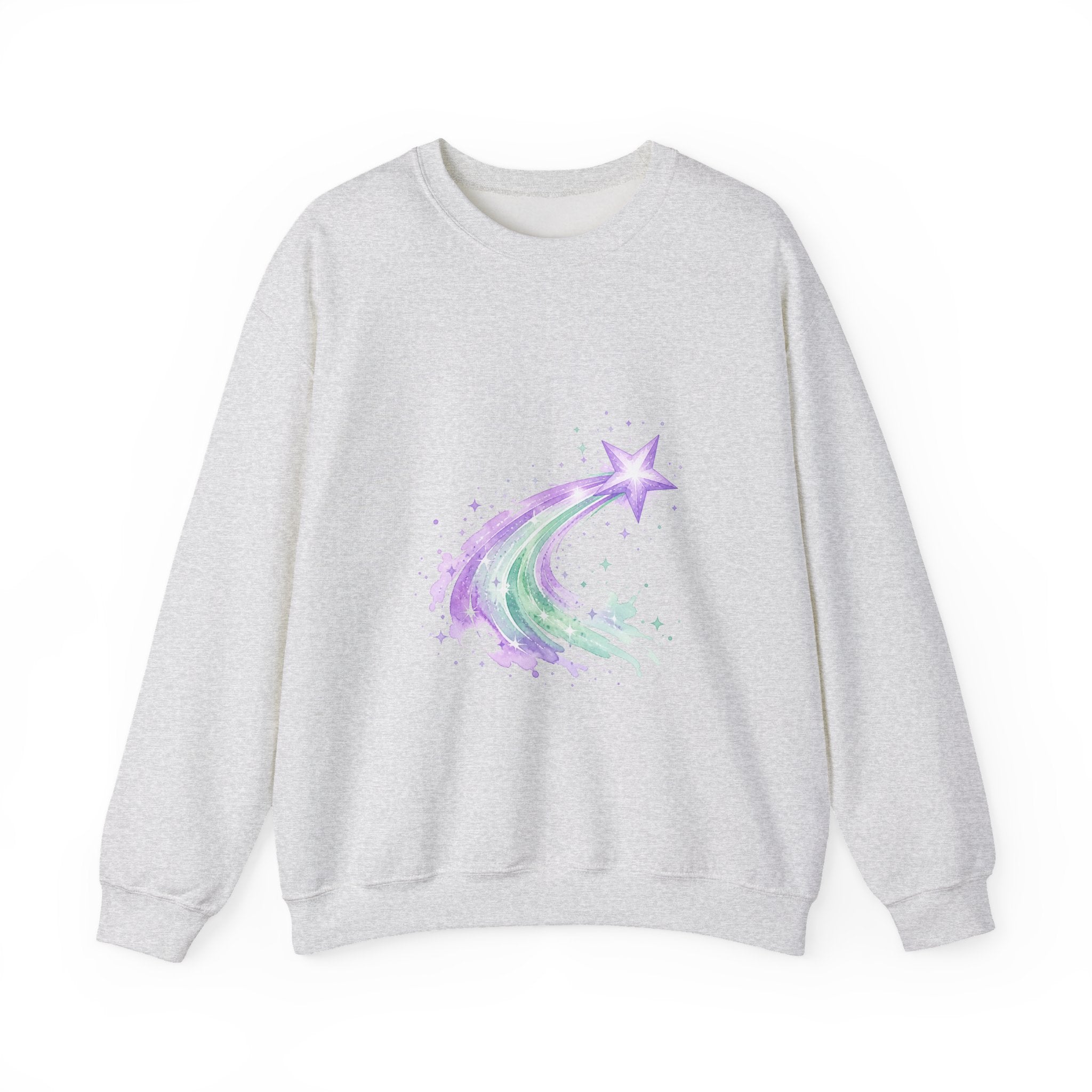 Matching Couple Sweatshirt - Shooting Star & North Star Matching Couple Crewneck Sweatshirt Watercolor Art His Hers Engagement Gift - Design A