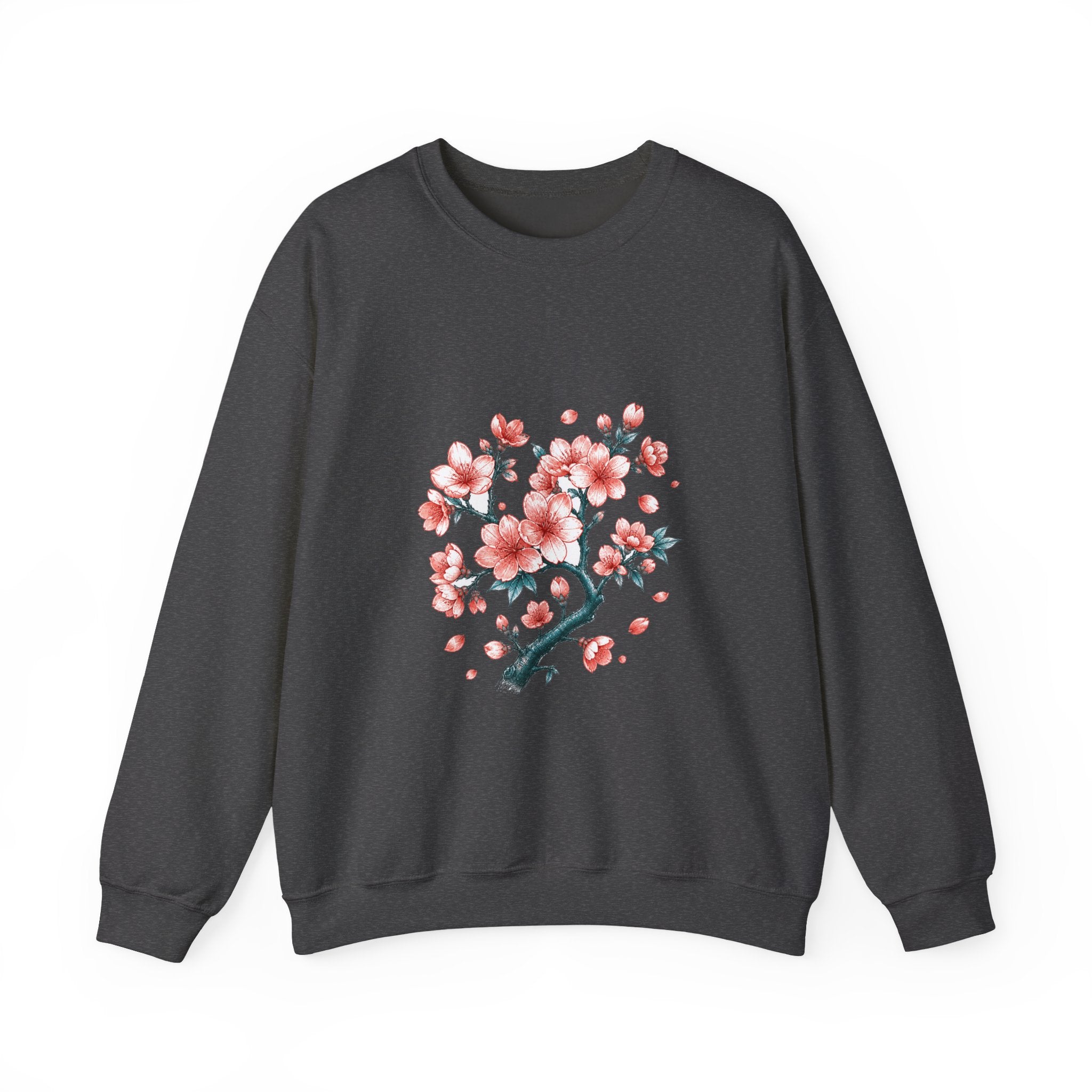 Matching Couple Sweatshirt - Cherry Blossom & Maple Leaf Matching Couple Premium Fleece Sweatshirt Hand-Drawn Art His Hers Anniversary Gift - Design A
