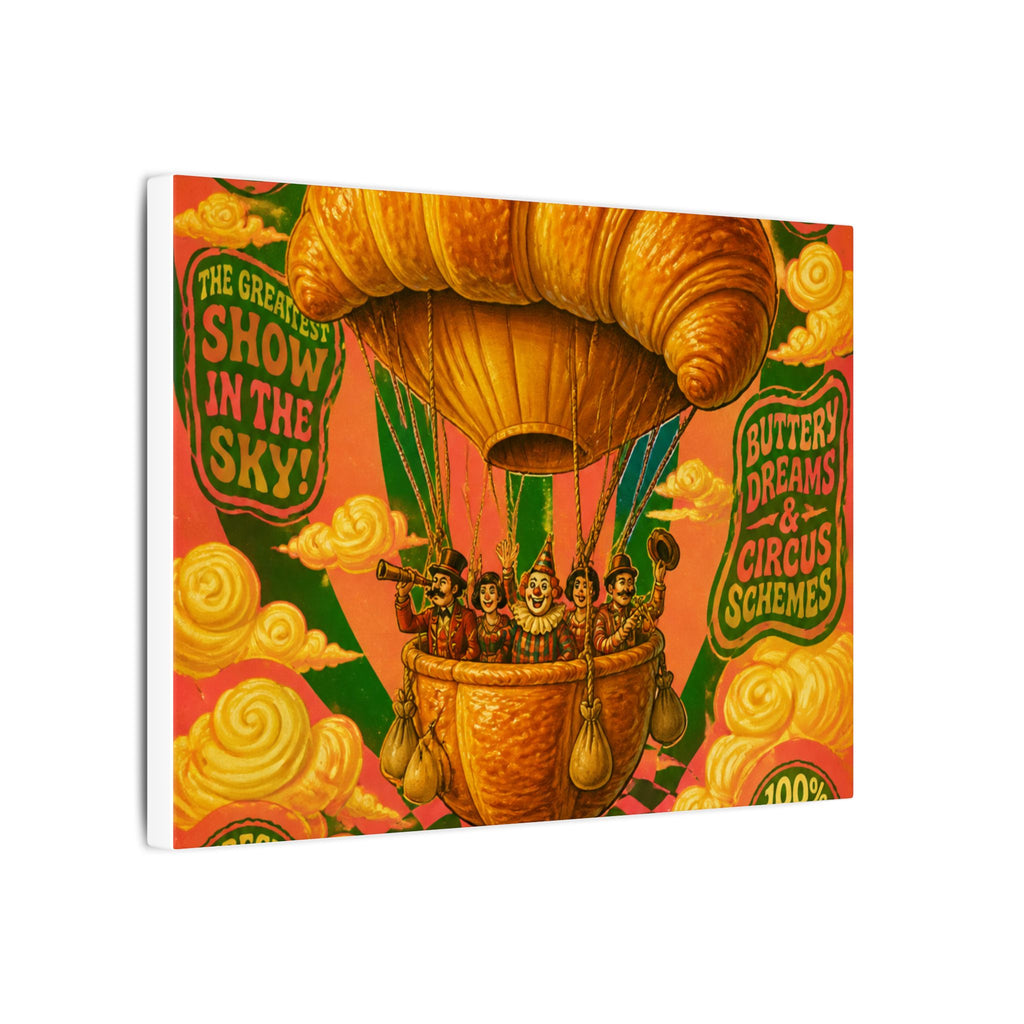 Croissant Hot Air Balloon Wall Art Canvas 24×36 Psychedelic Dining Room Decor Maximalist Print